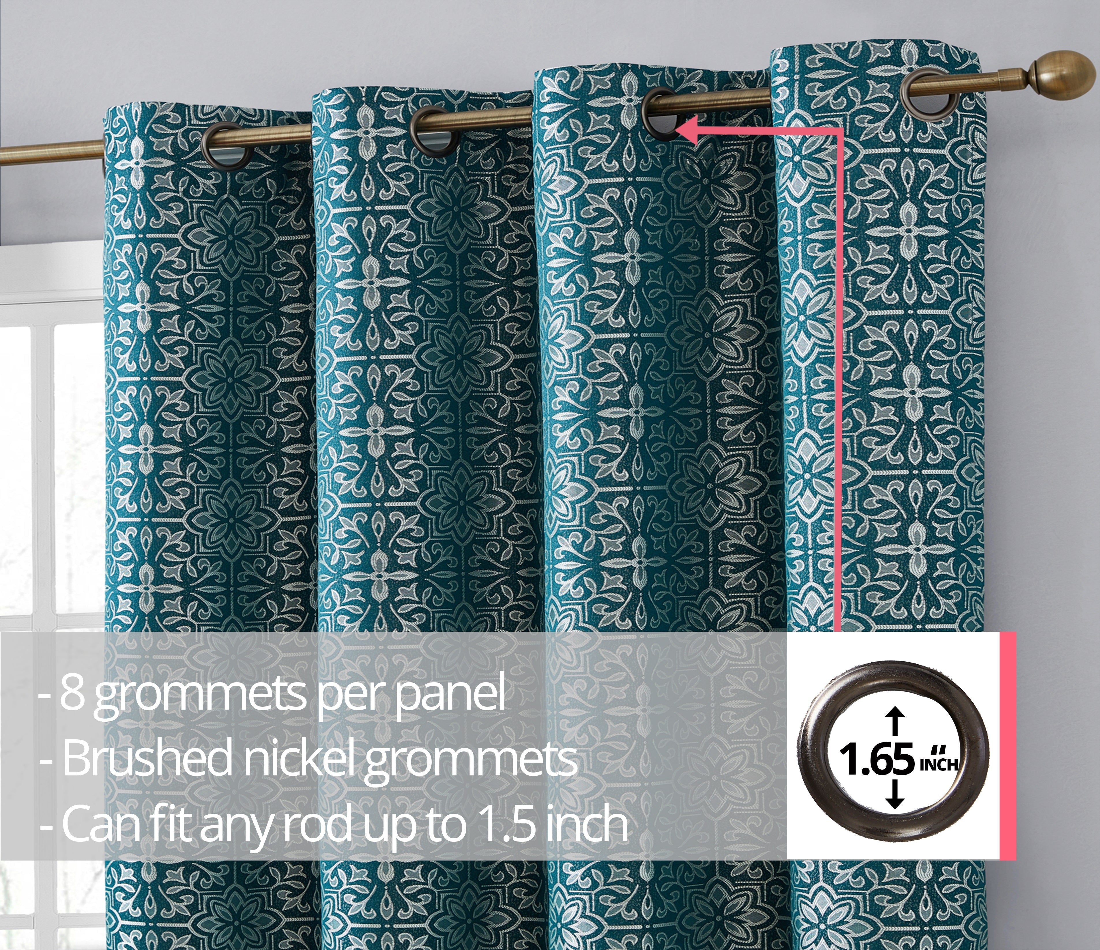 Mia Moroccan Tile 100% Blackout Grommet Curtain Panels