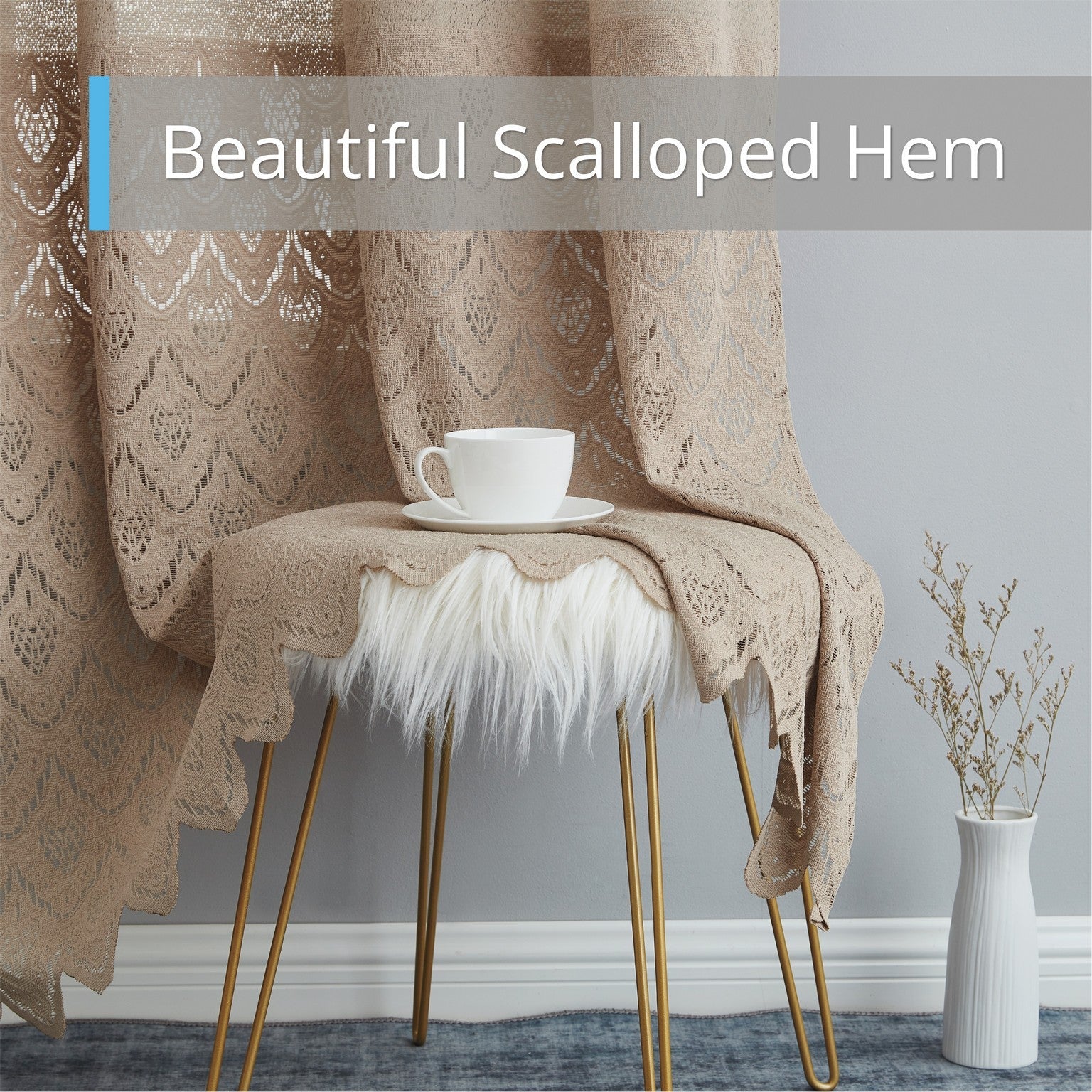 Monaco Macrame Lace Sheer Rod Pocket Curtain Panels