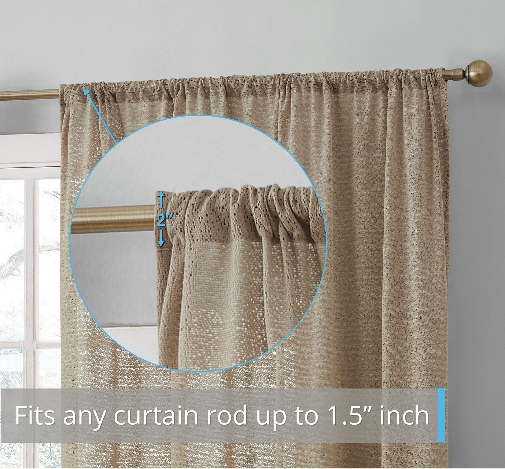 Monaco Macrame Lace Sheer Rod Pocket Curtain Panels