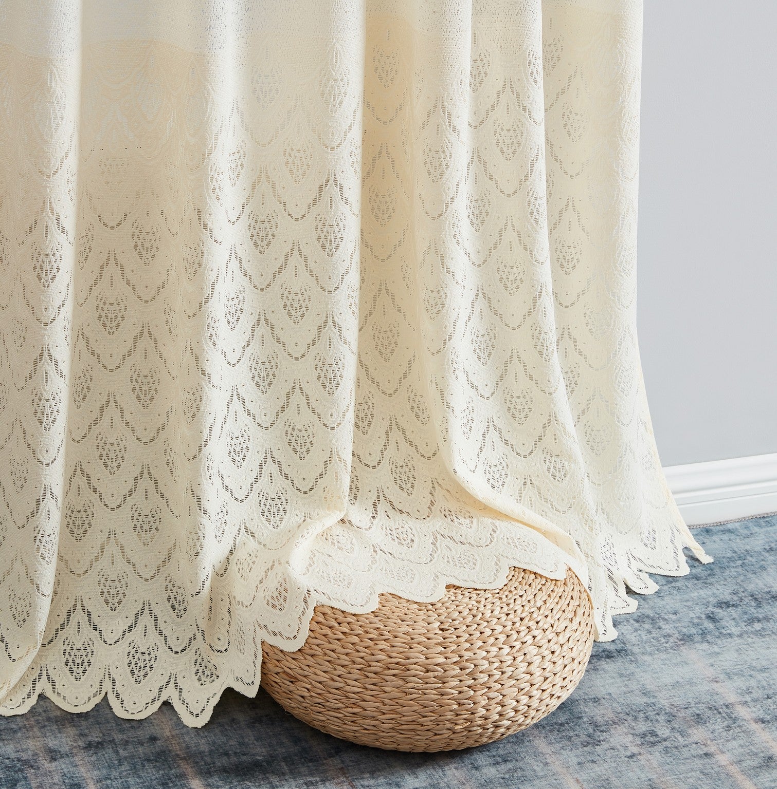 Monaco Macrame Lace Sheer Rod Pocket Curtain Panels