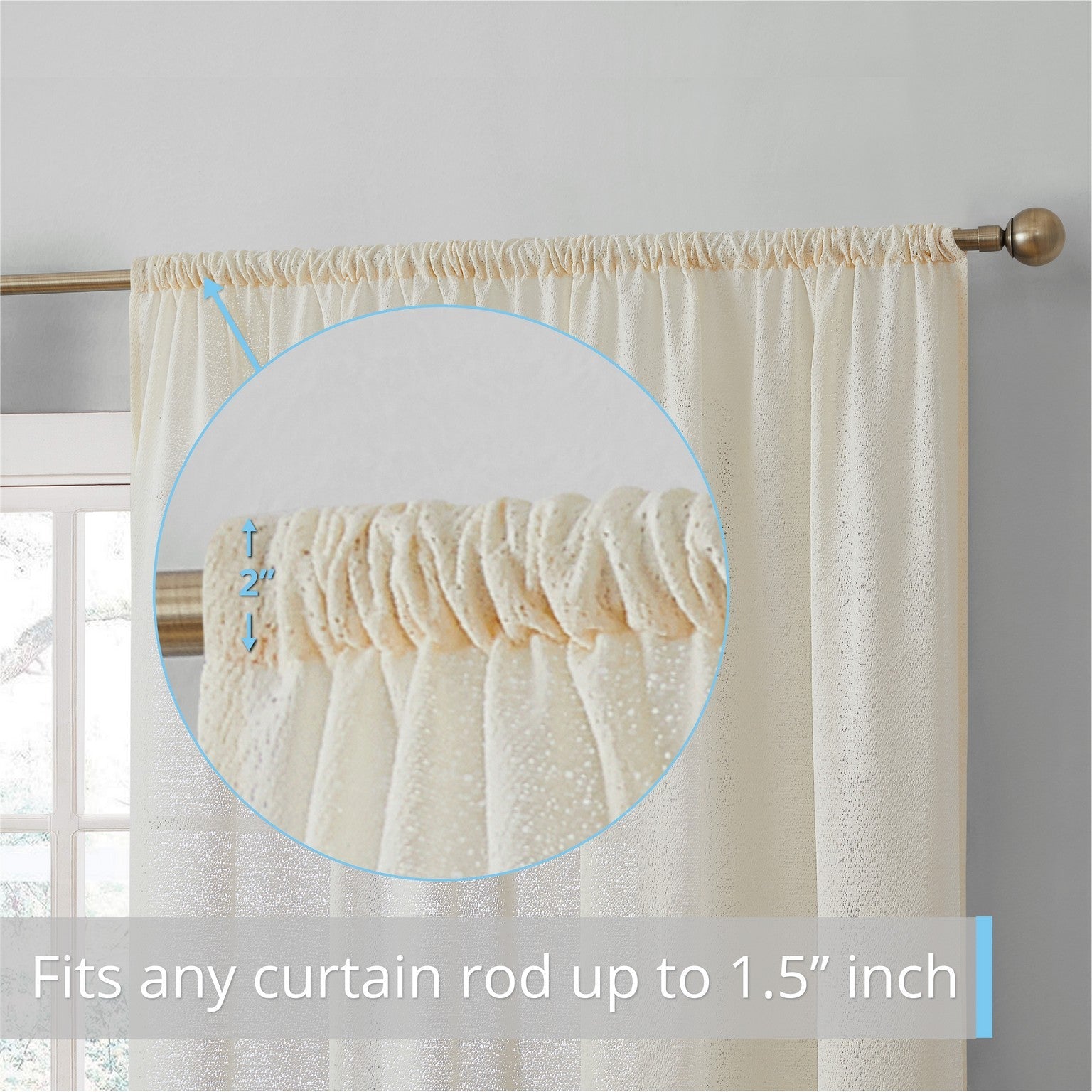 Monaco Macrame Lace Sheer Rod Pocket Curtain Panels