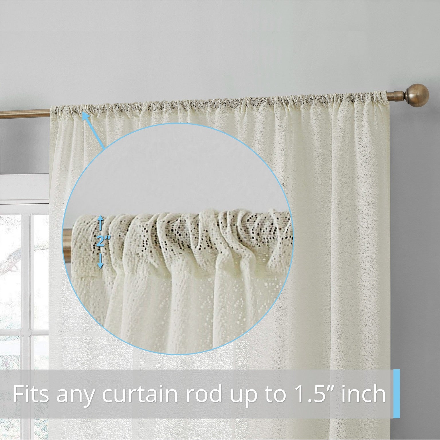 Monaco Macrame Lace Sheer Rod Pocket Curtain Panels