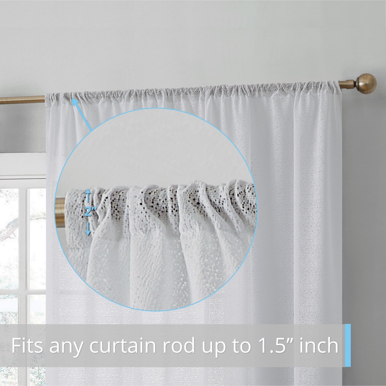 Monaco Macrame Lace Sheer Rod Pocket Curtain Panels