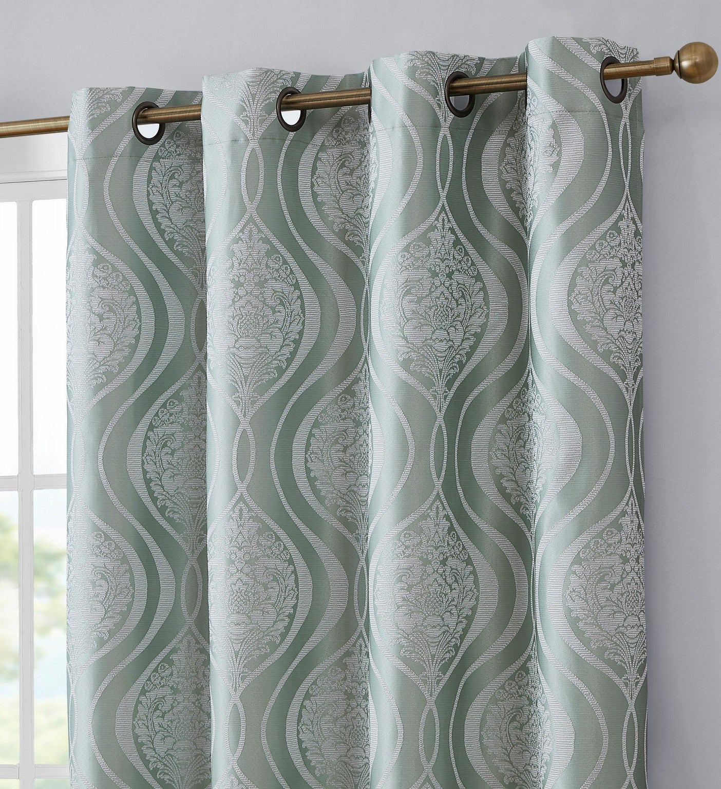 Montero Damask 100% Blackout Grommet Curtain Panels
