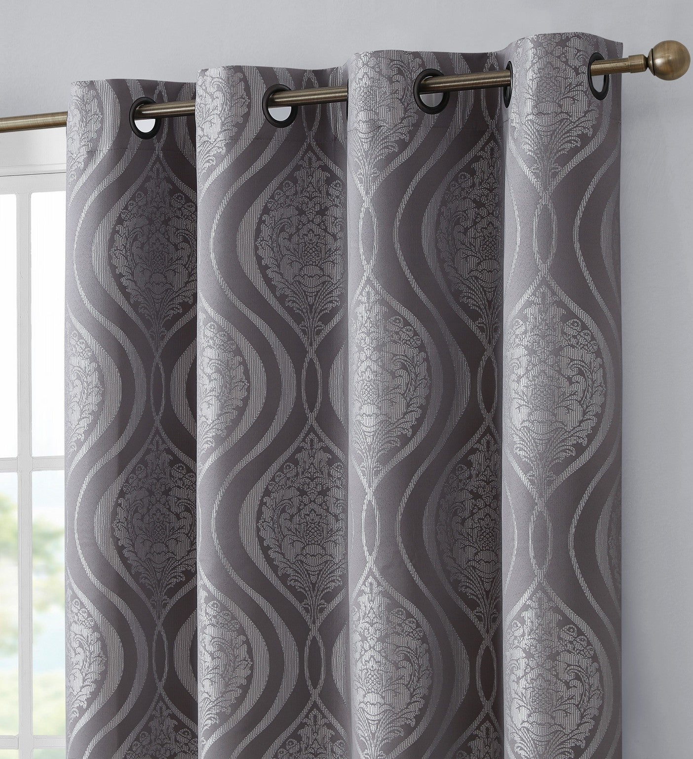 Montero Damask 100% Blackout Grommet Curtain Panels