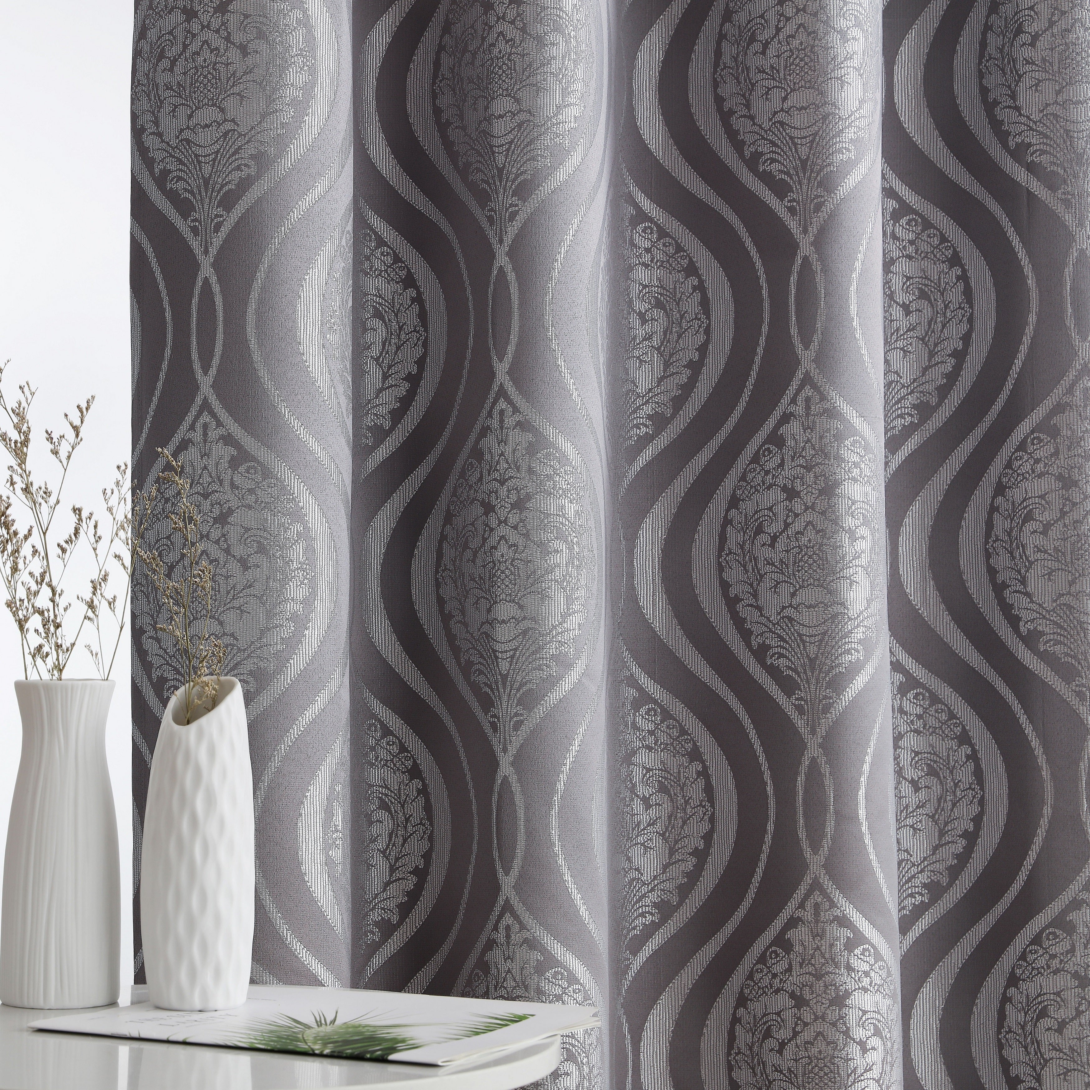Montero Damask 100% Blackout Grommet Curtain Panels