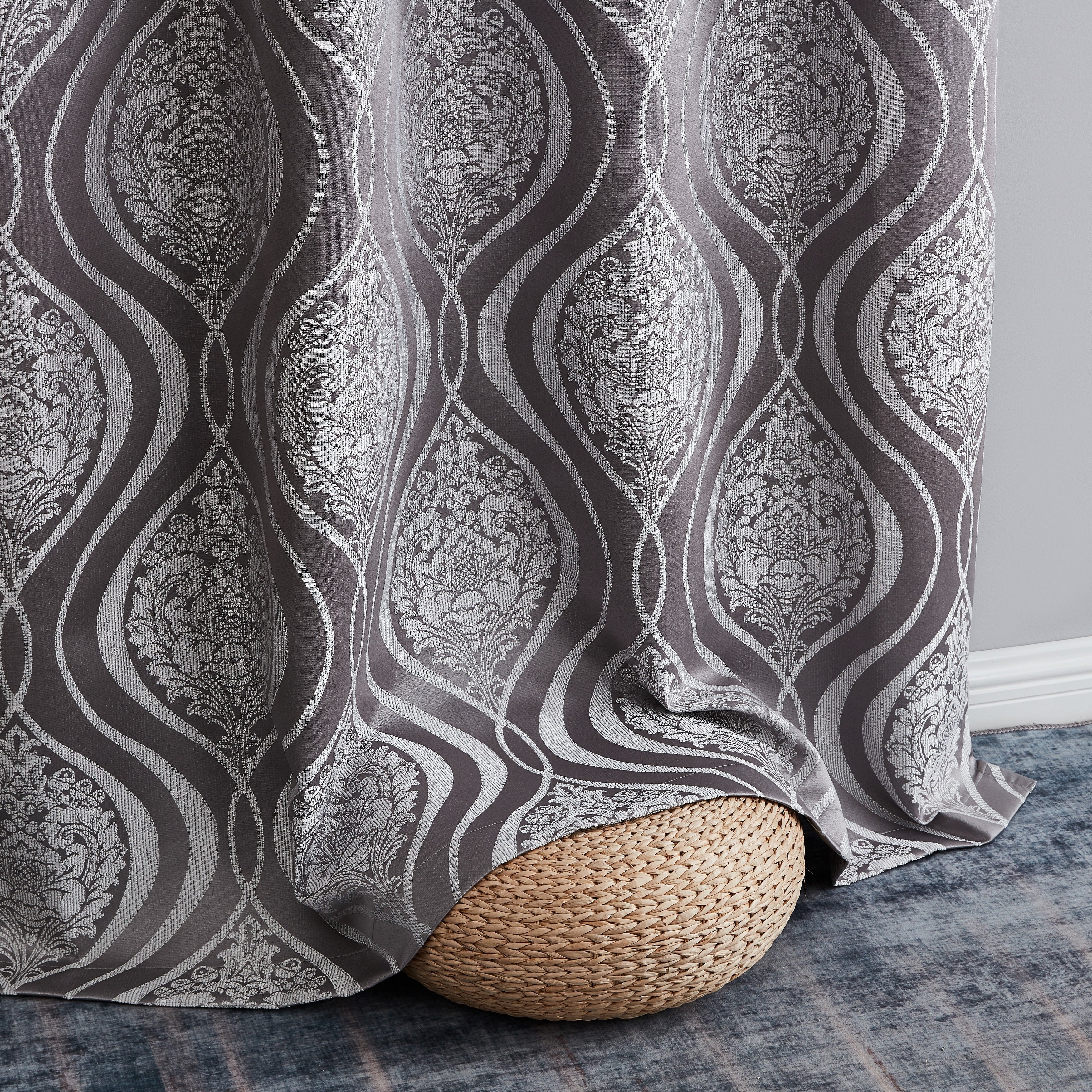 Montero Damask 100% Blackout Grommet Curtain Panels