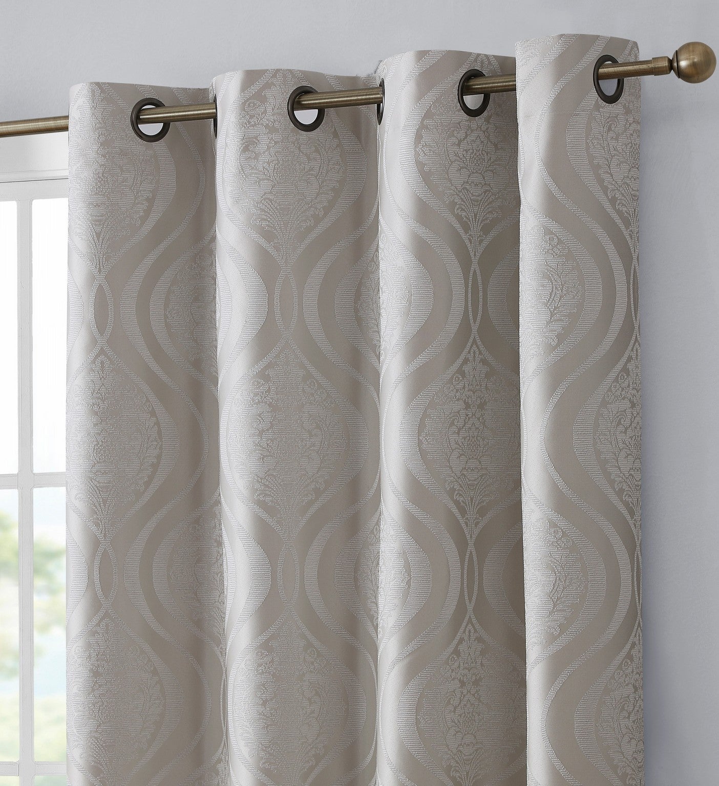 Montero Damask 100% Blackout Grommet Curtain Panels