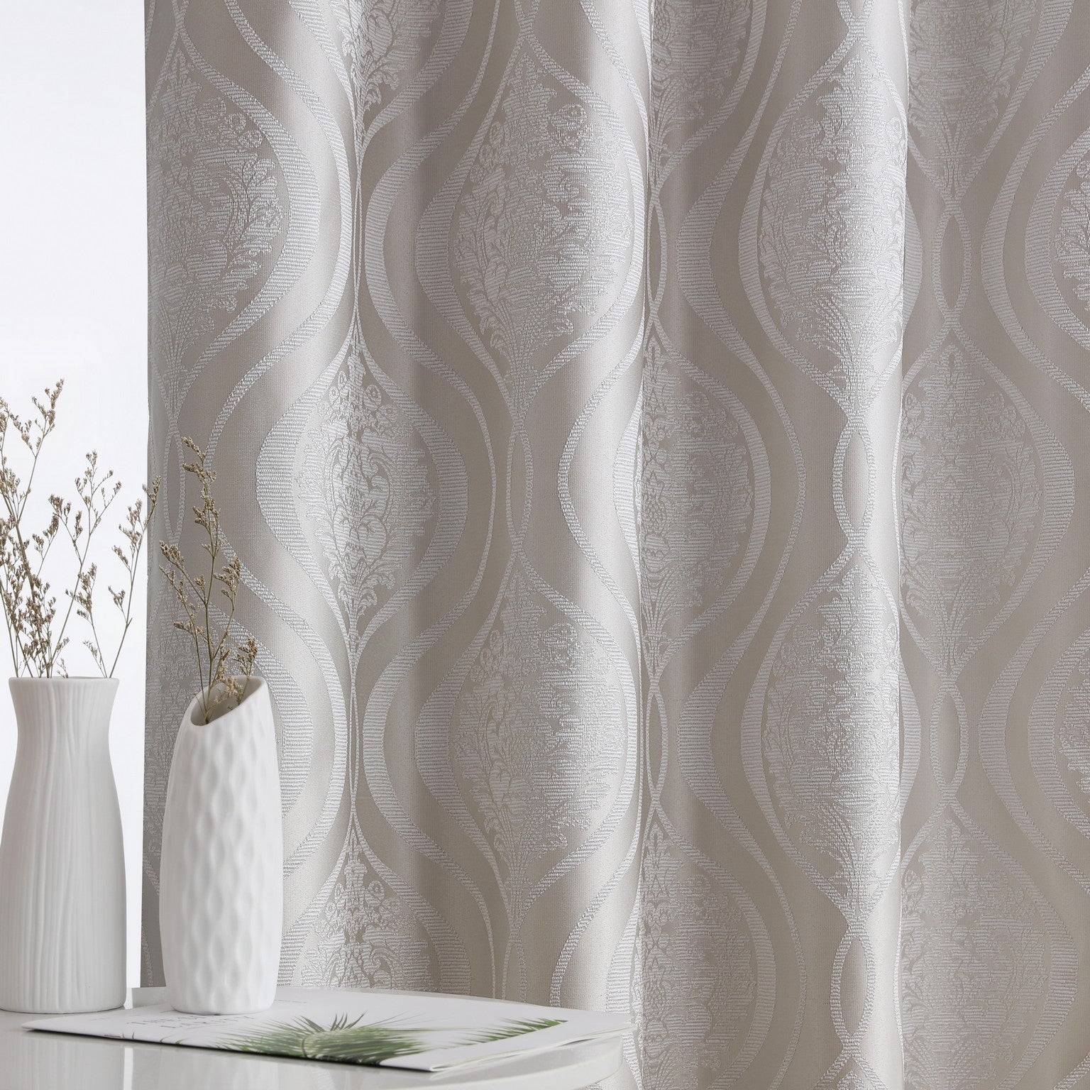 Montero Damask 100% Blackout Grommet Curtain Panels