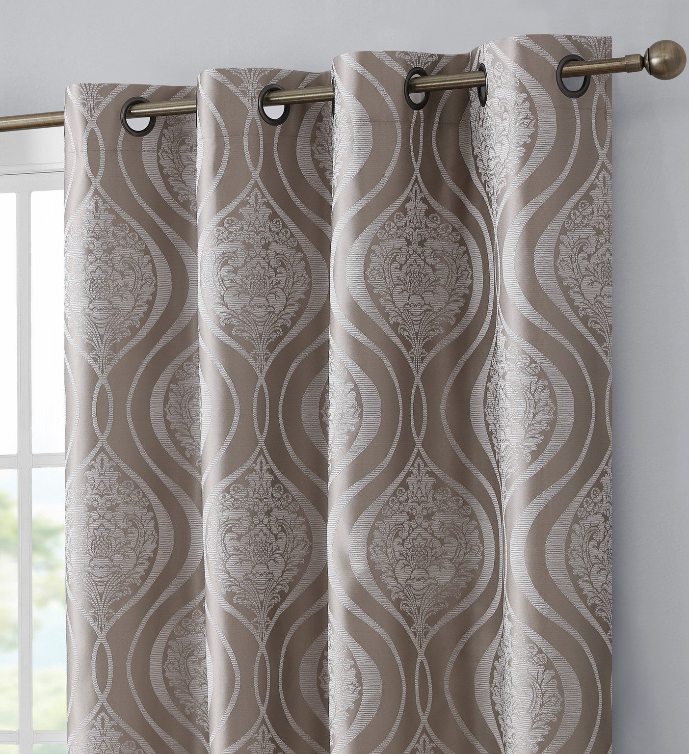 Montero Damask 100% Blackout Grommet Curtain Panels
