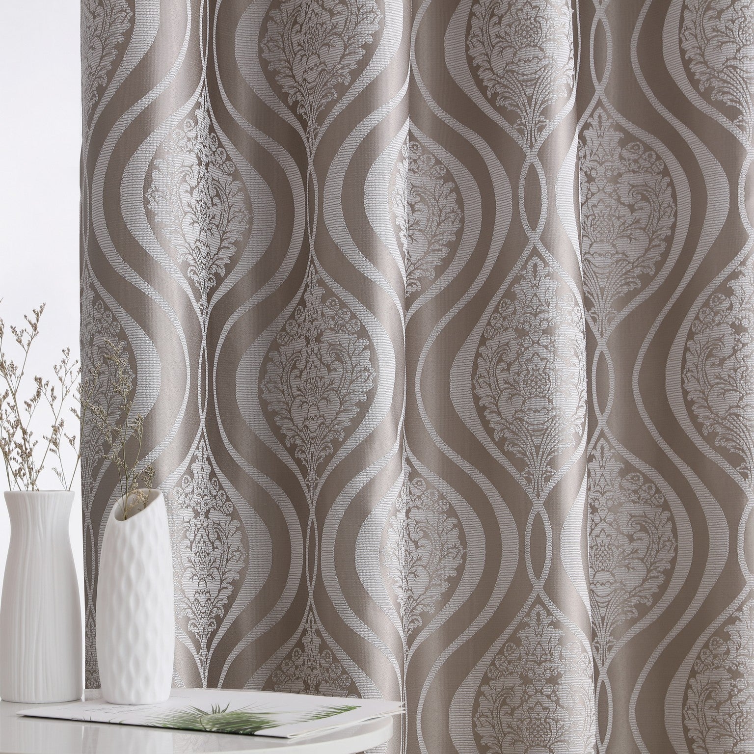 Montero Damask 100% Blackout Grommet Curtain Panels