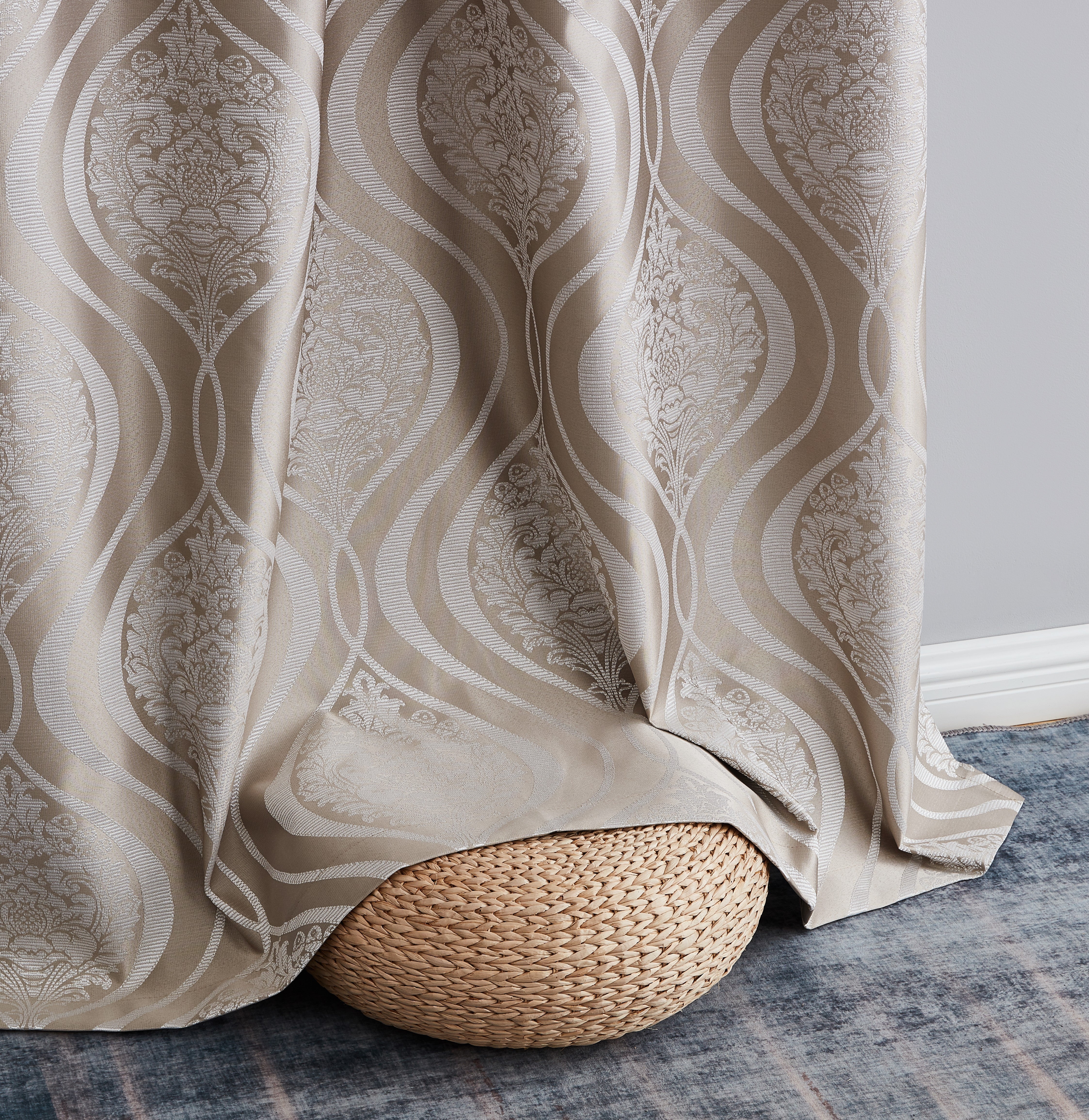 Montero Damask 100% Blackout Grommet Curtain Panels