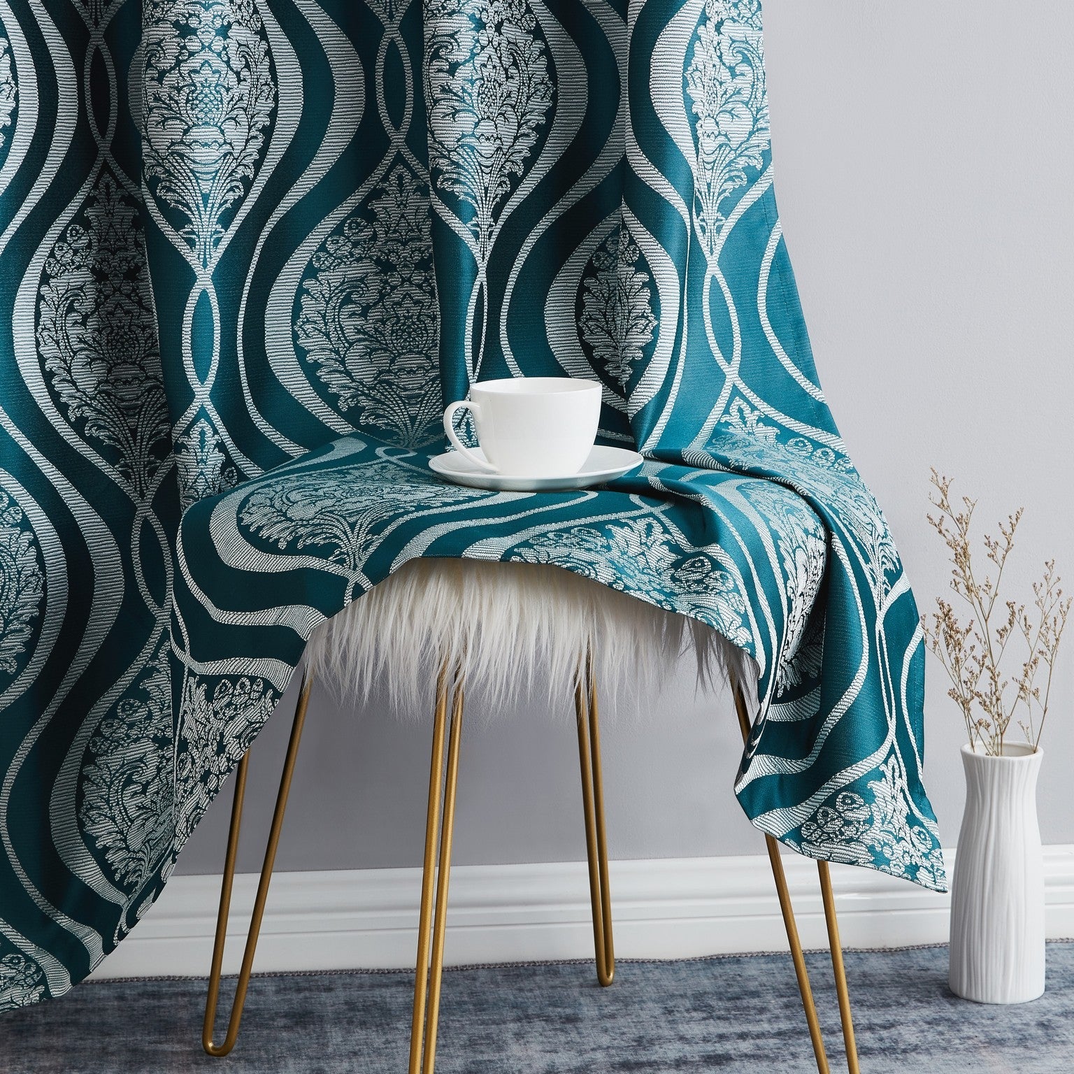 Montero Damask 100% Blackout Grommet Curtain Panels