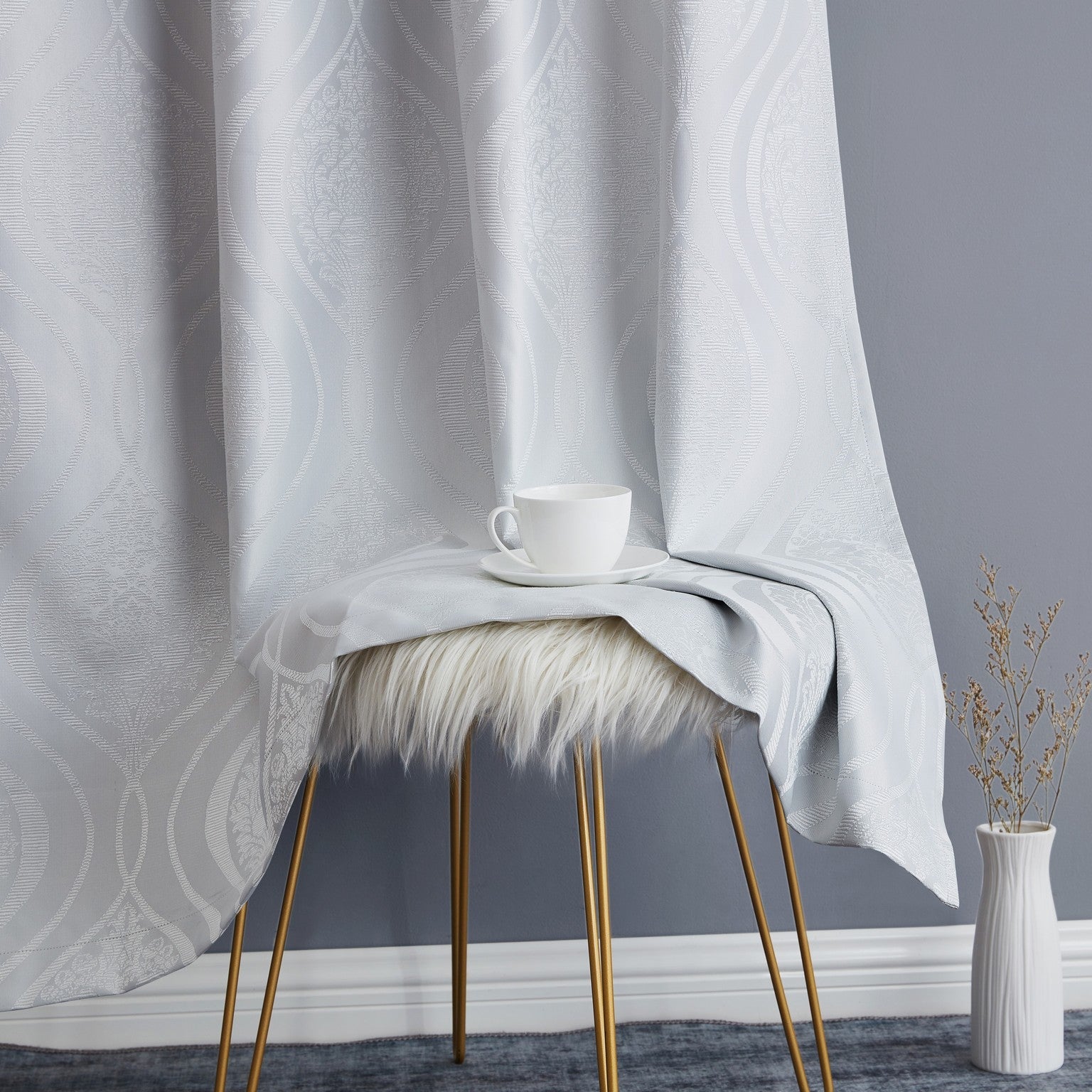 Montero Damask 100% Blackout Grommet Curtain Panels