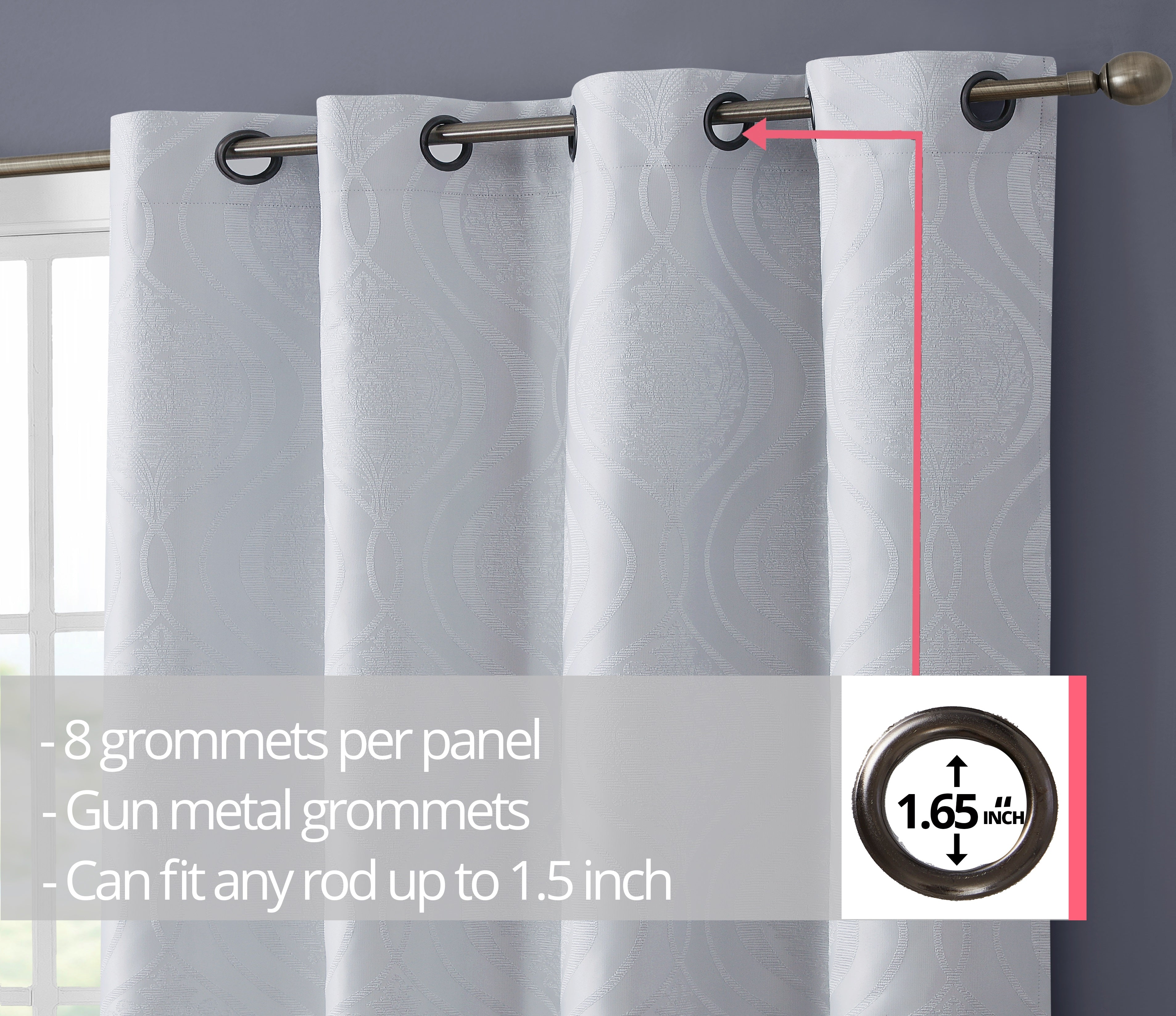 Montero Damask 100% Blackout Grommet Curtain Panels