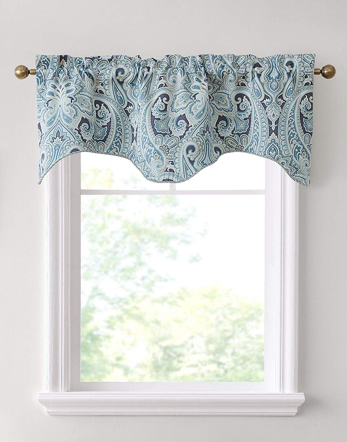 Paris Paisley Scalloped Valance - 50 W x 20 L In