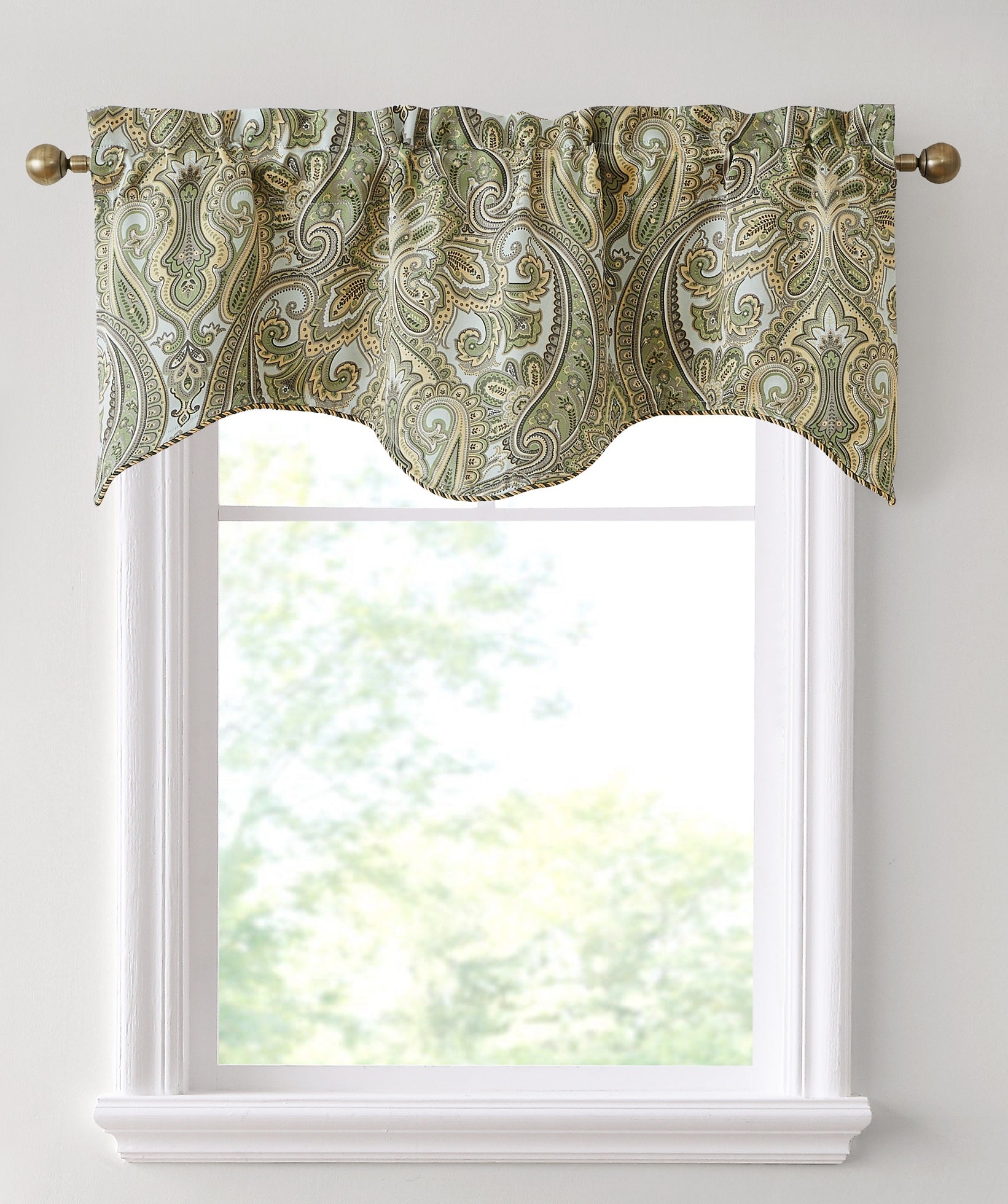 Paris Paisley Scalloped Valance - 50 W x 20 L In