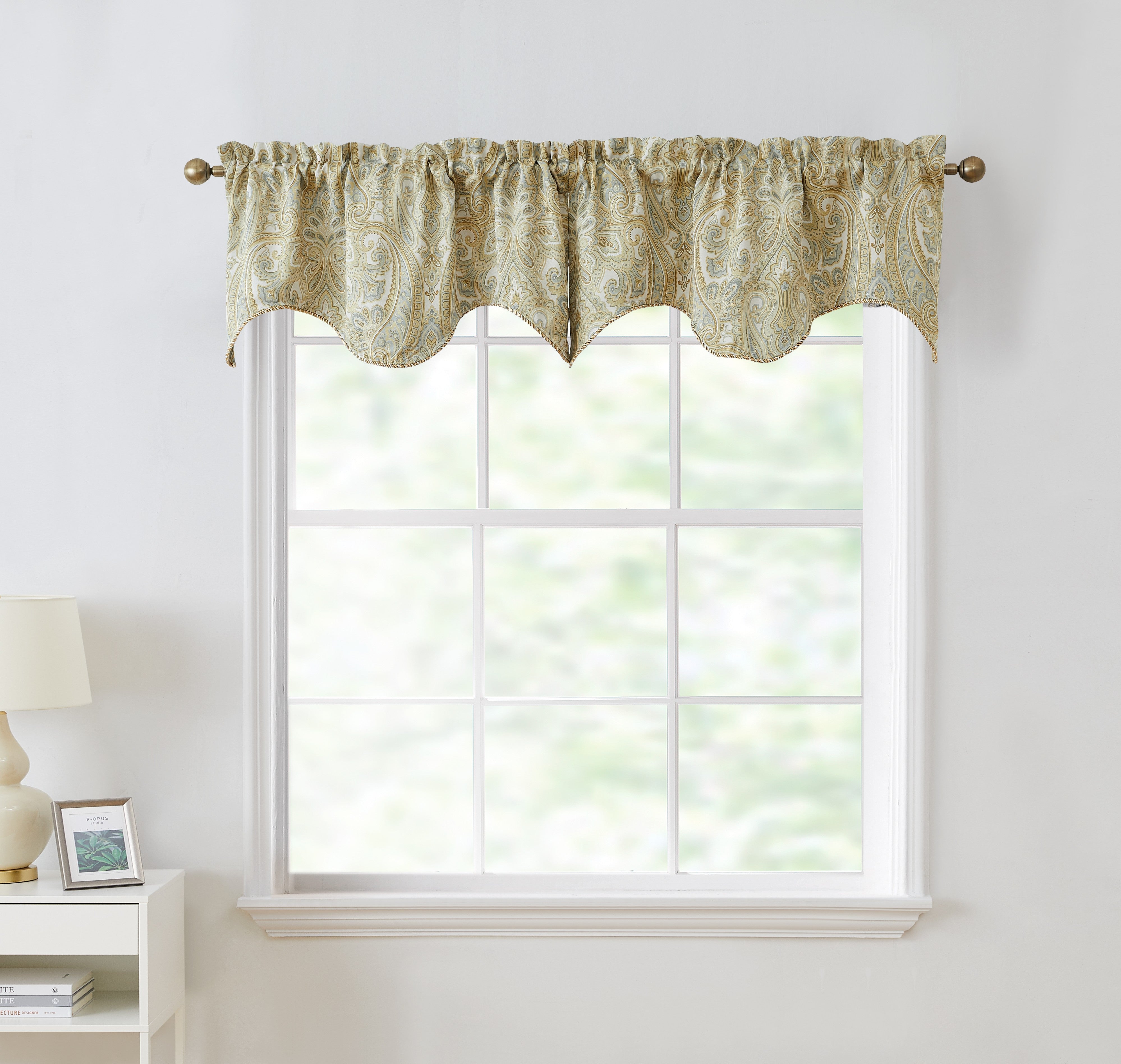 Paris Paisley Scalloped Valance - 50 W x 20 L In