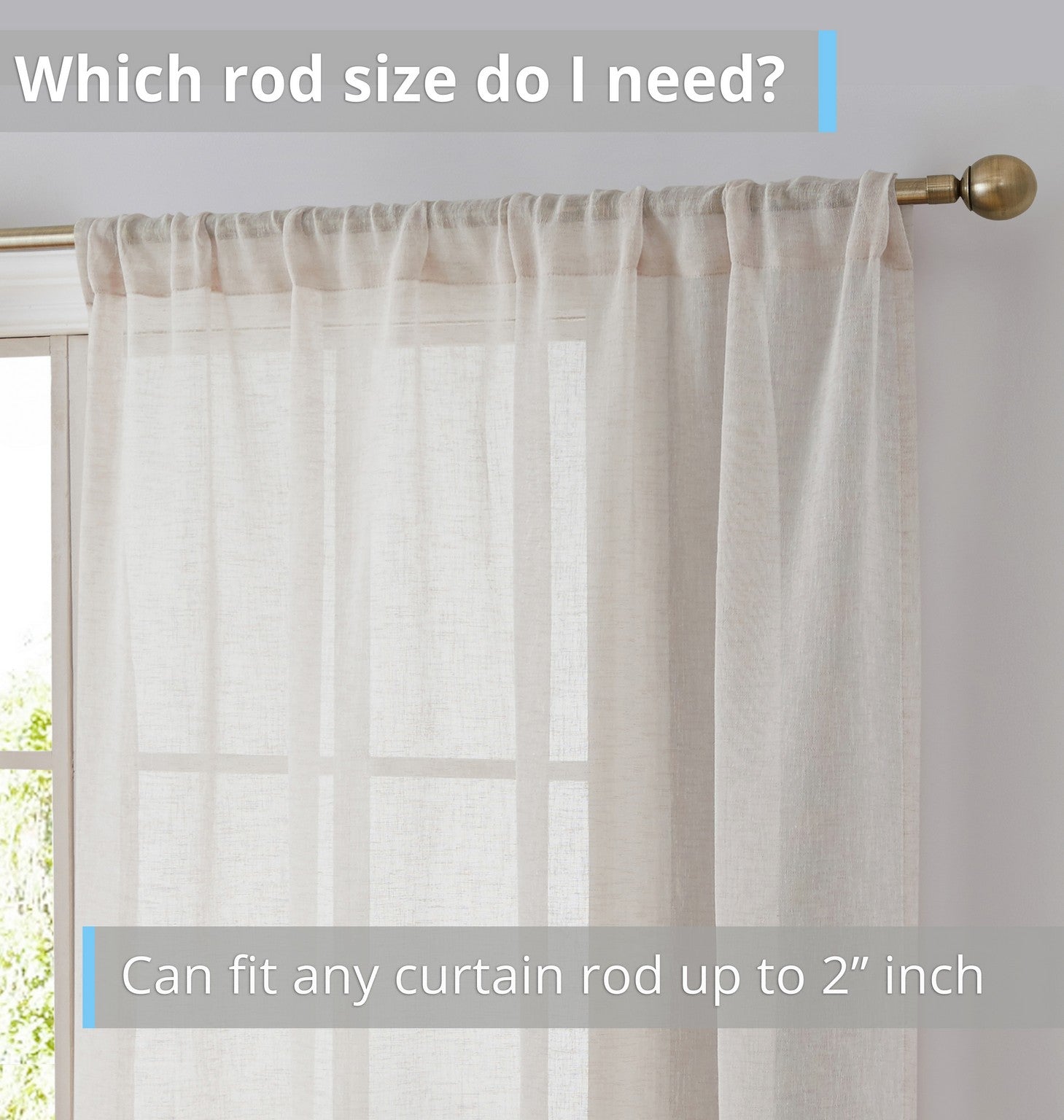 Penelope Faux Linen Sheer Curtain Panels