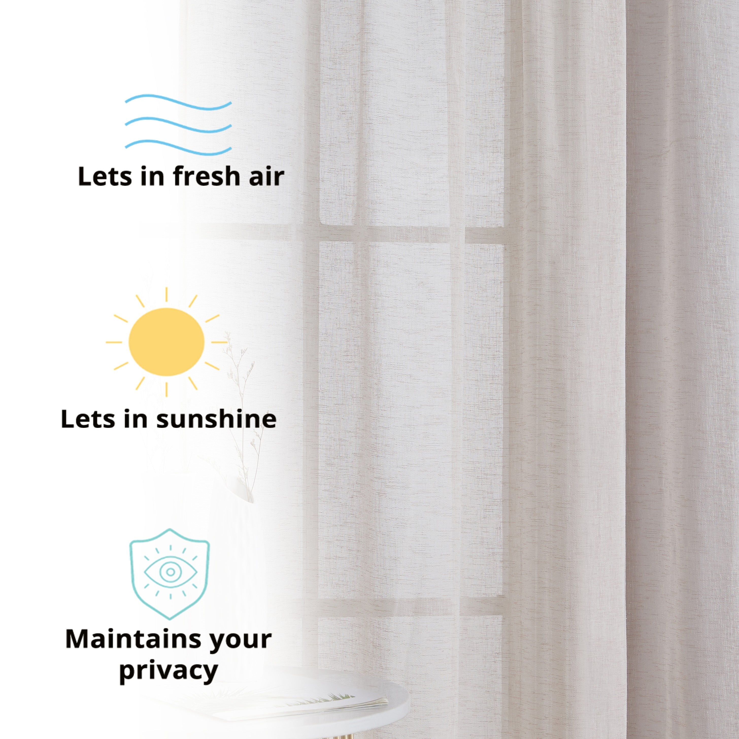 Penelope Faux Linen Sheer Curtain Panels