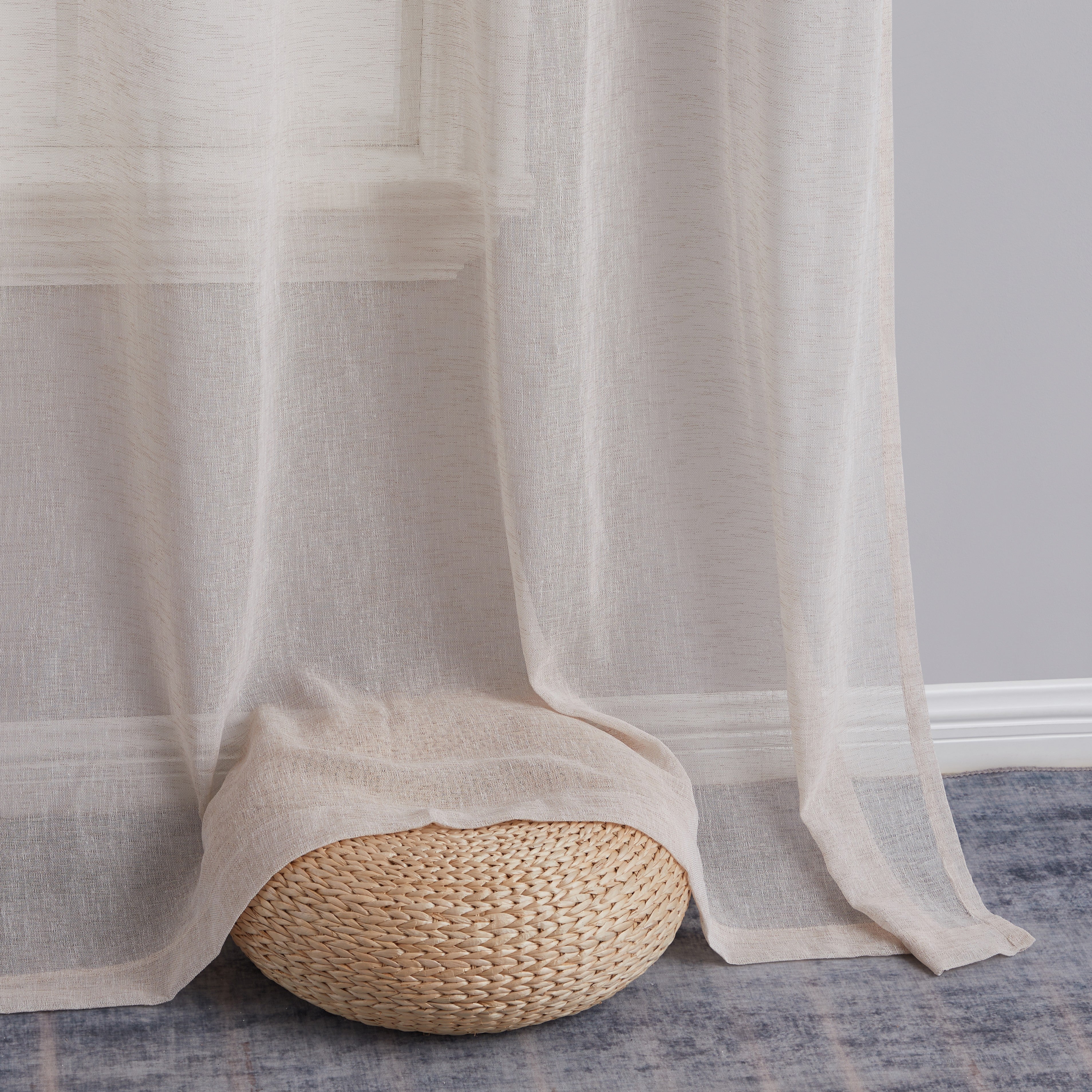 Penelope Faux Linen Sheer Curtain Panels