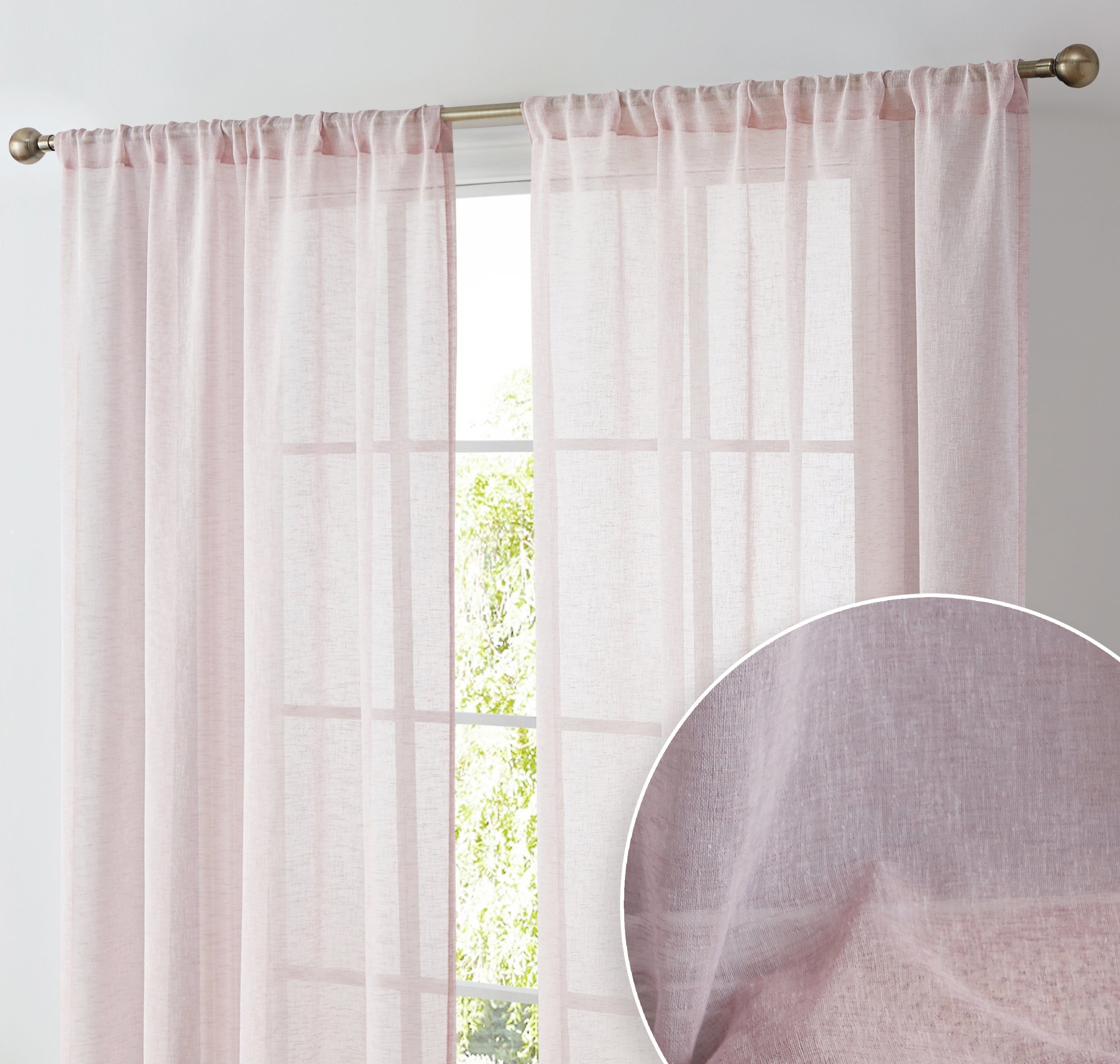Penelope Faux Linen Sheer Curtain Panels