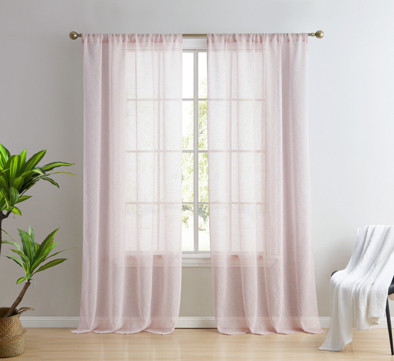 Penelope Faux Linen Sheer Curtain Panels