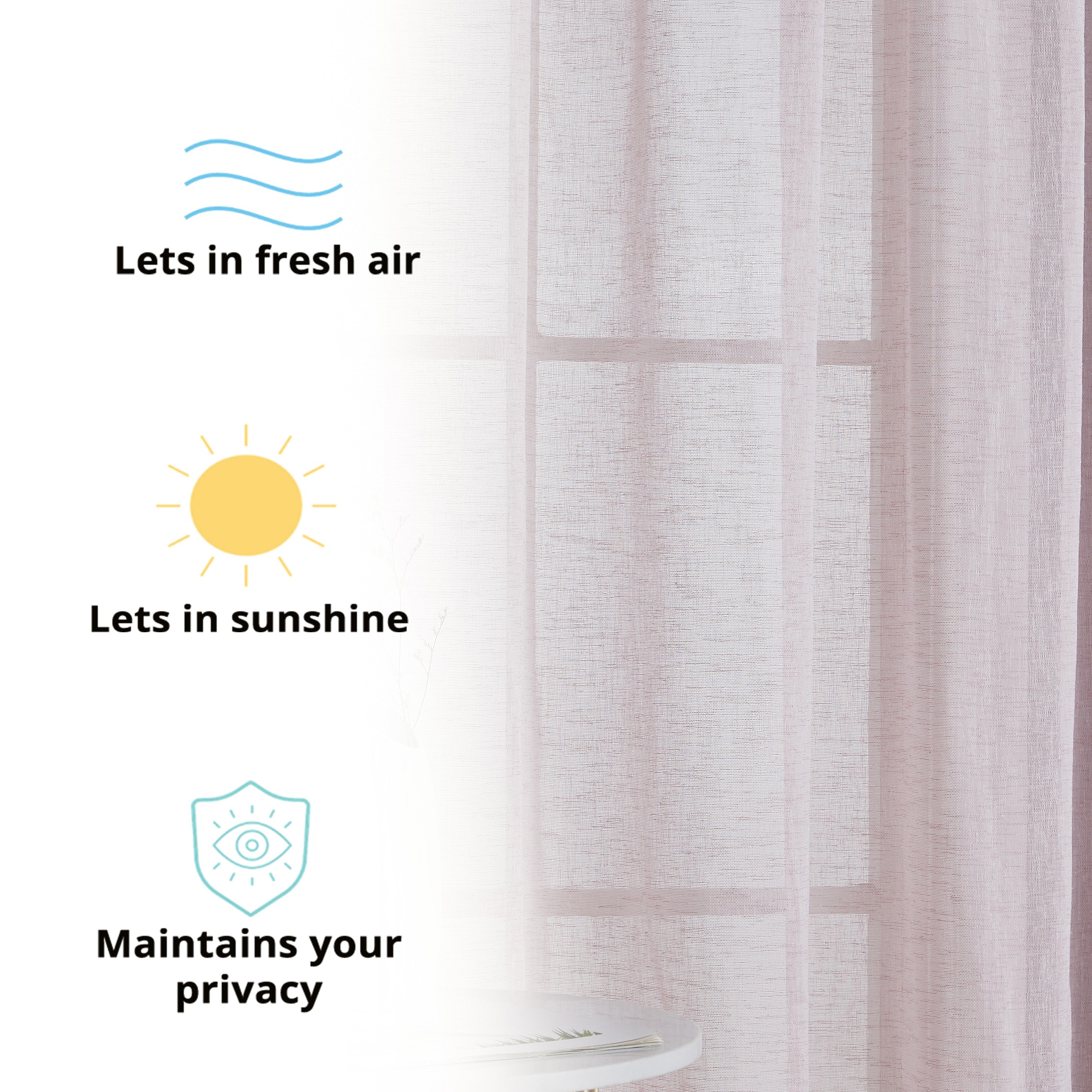 Penelope Faux Linen Sheer Curtain Panels