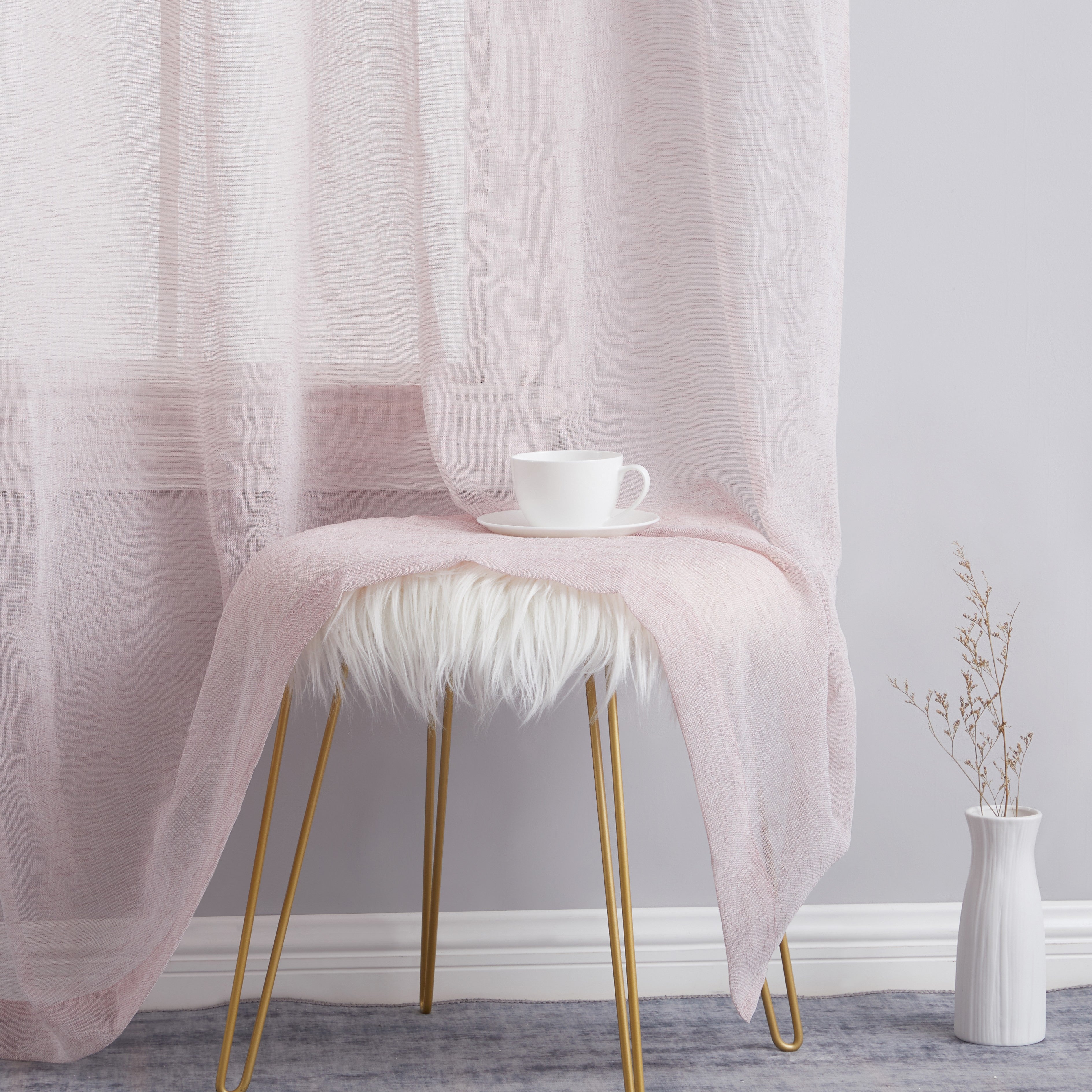 Penelope Faux Linen Sheer Curtain Panels