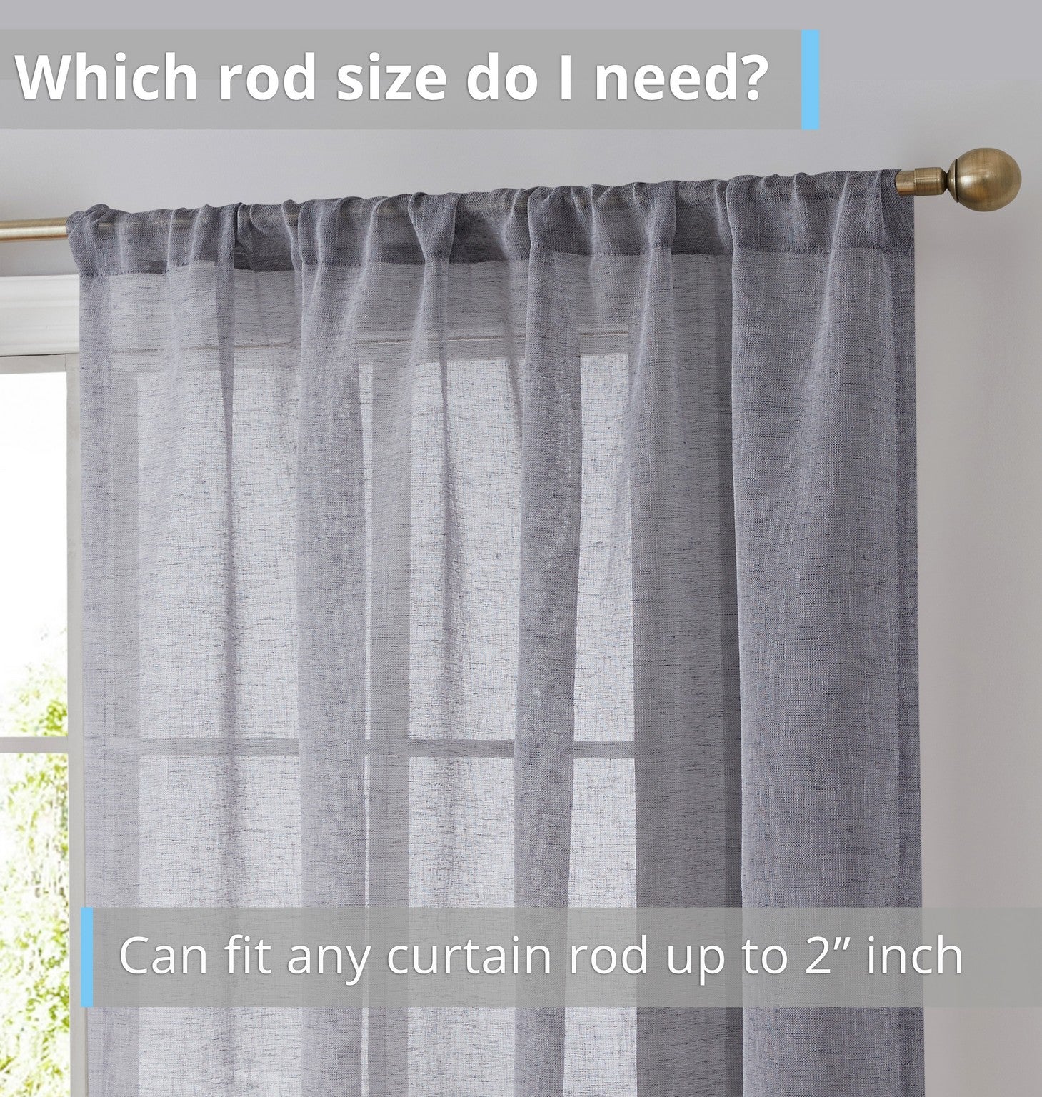 Penelope Faux Linen Sheer Curtain Panels