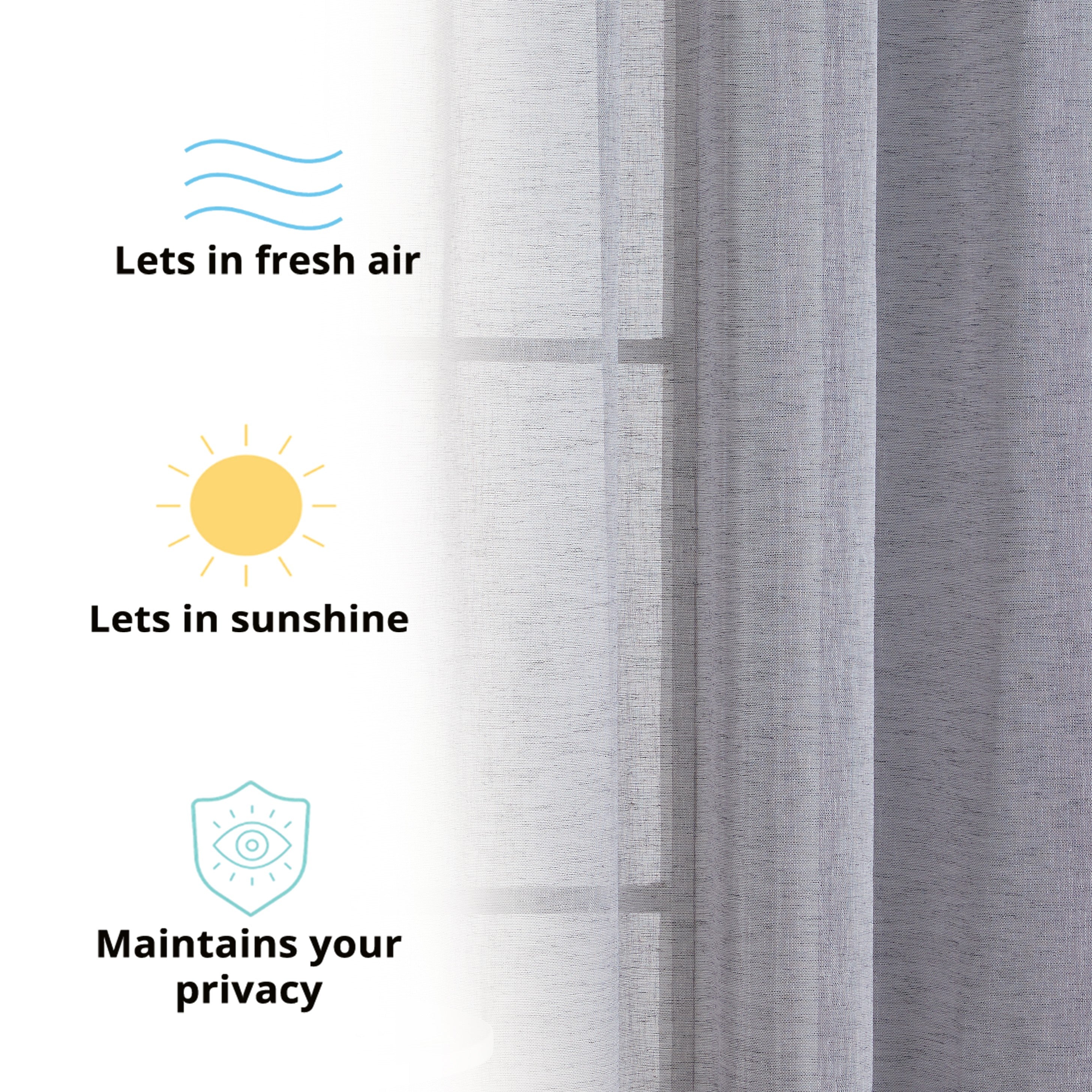 Penelope Faux Linen Sheer Curtain Panels