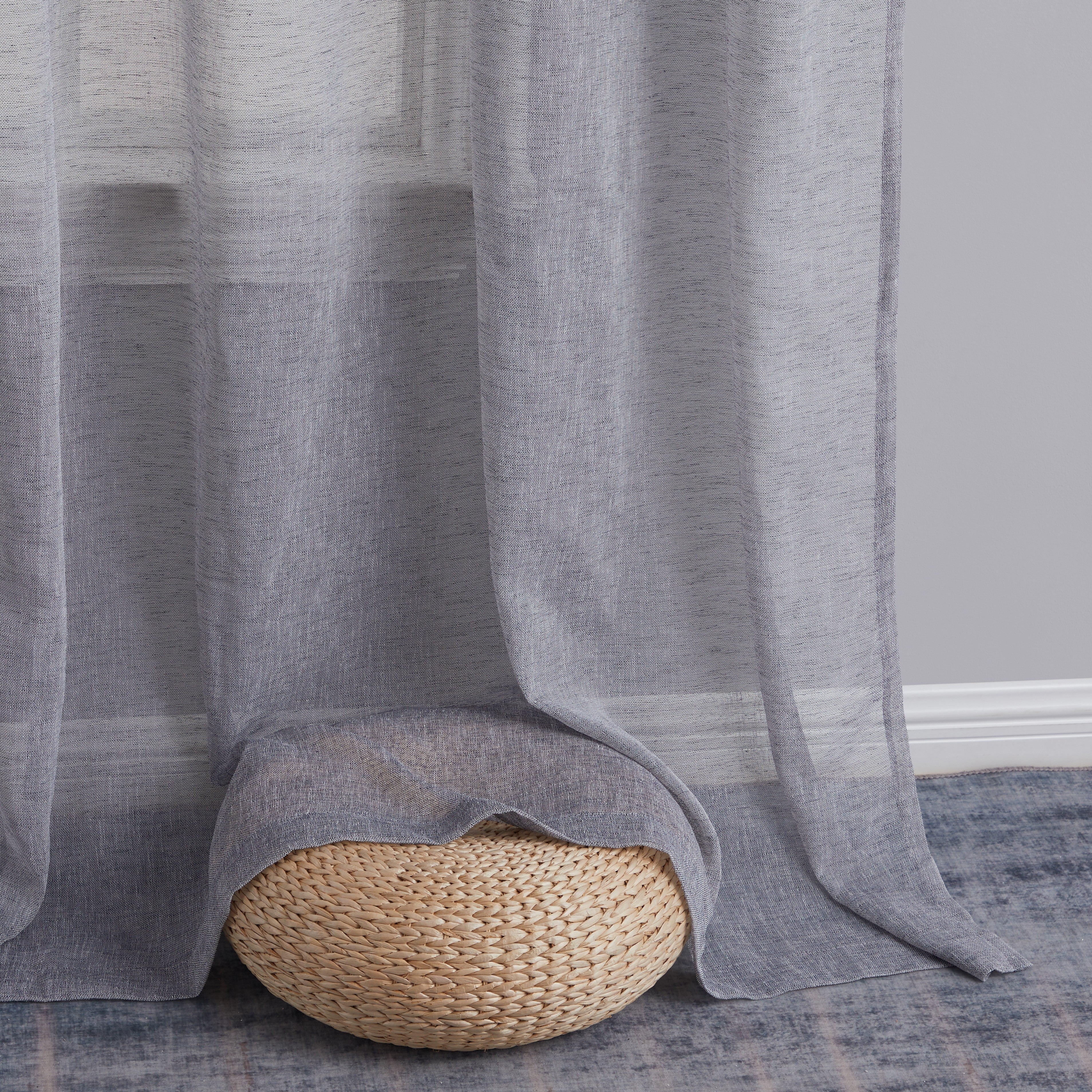 Penelope Faux Linen Sheer Curtain Panels