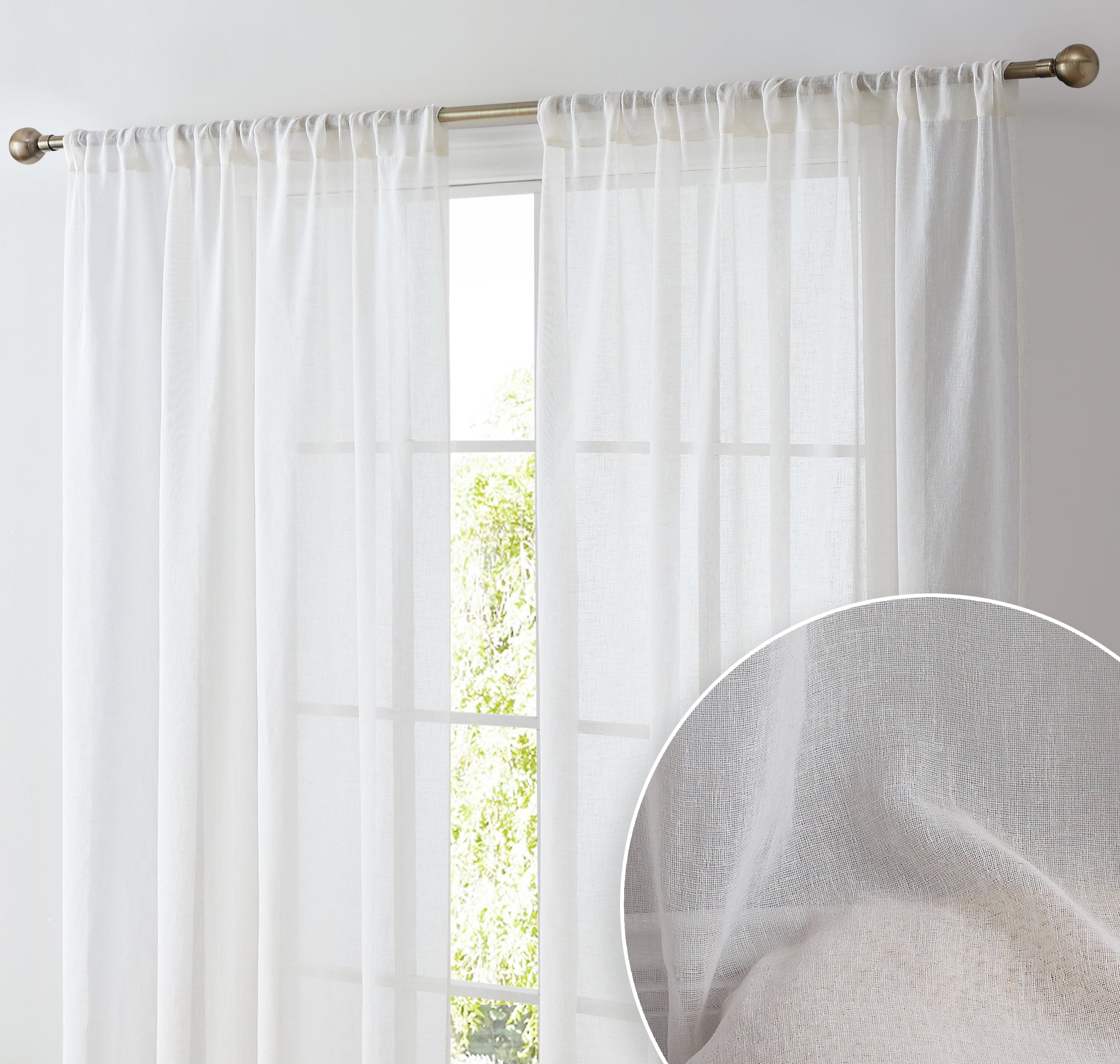Penelope Faux Linen Sheer Curtain Panels