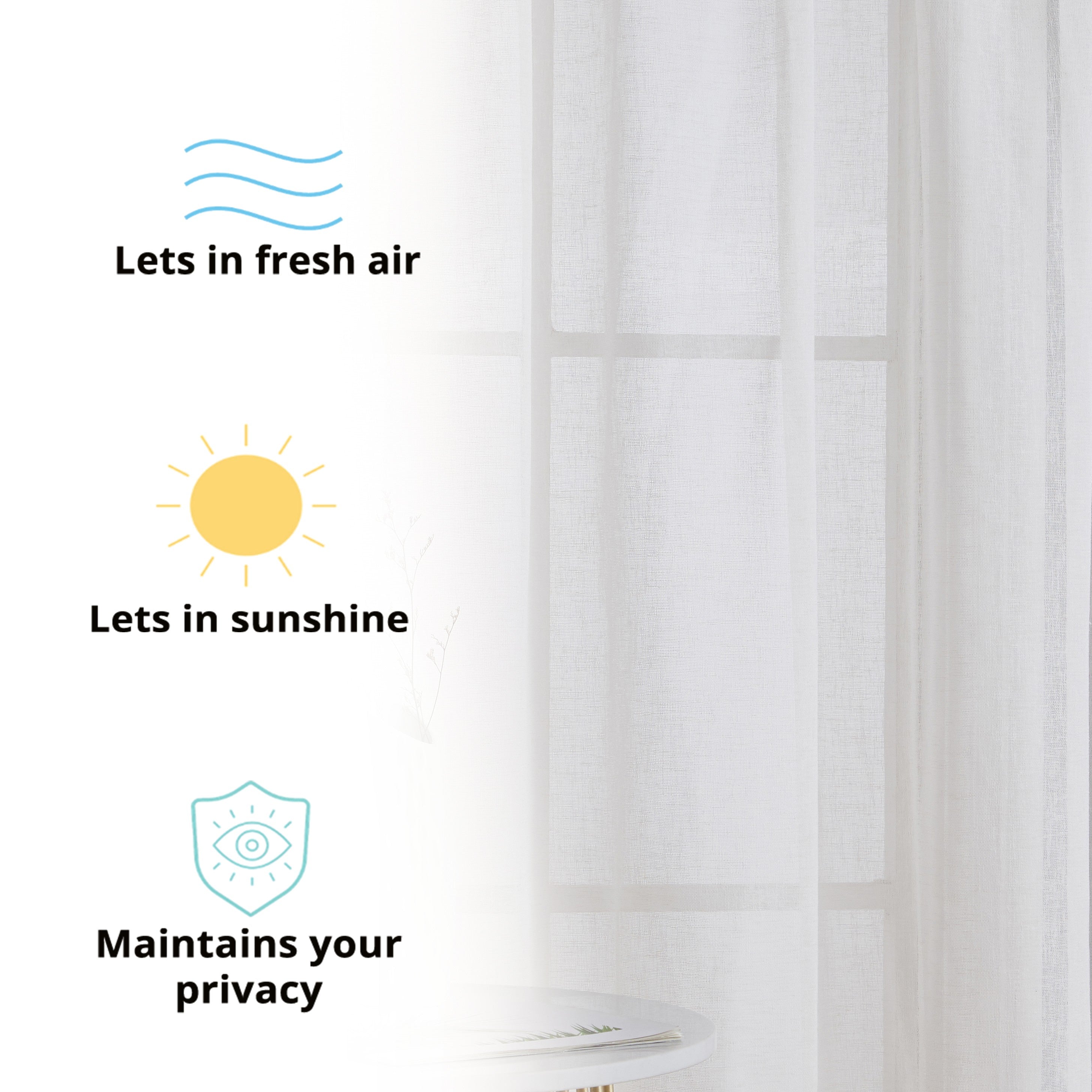 Penelope Faux Linen Sheer Curtain Panels