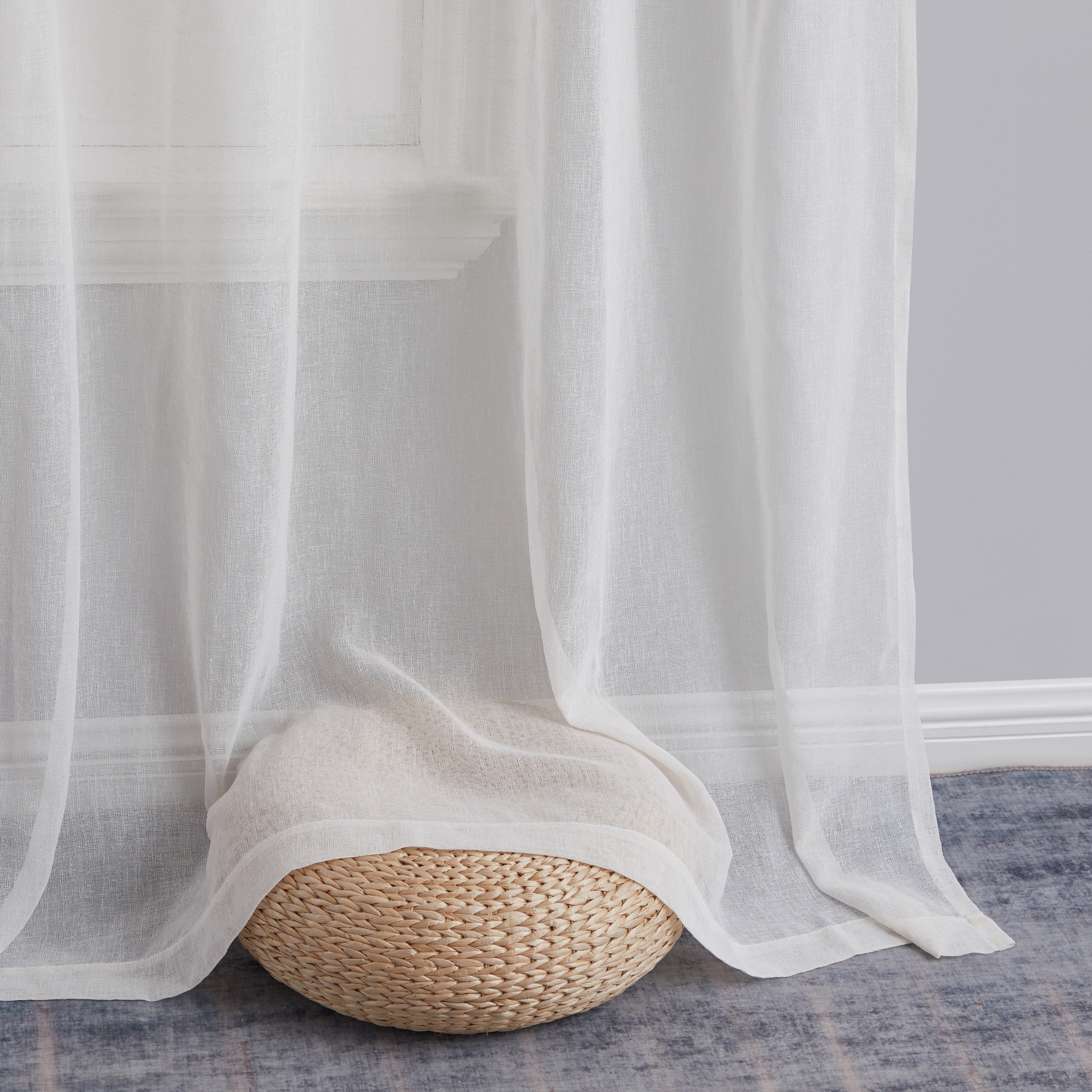 Penelope Faux Linen Sheer Curtain Panels