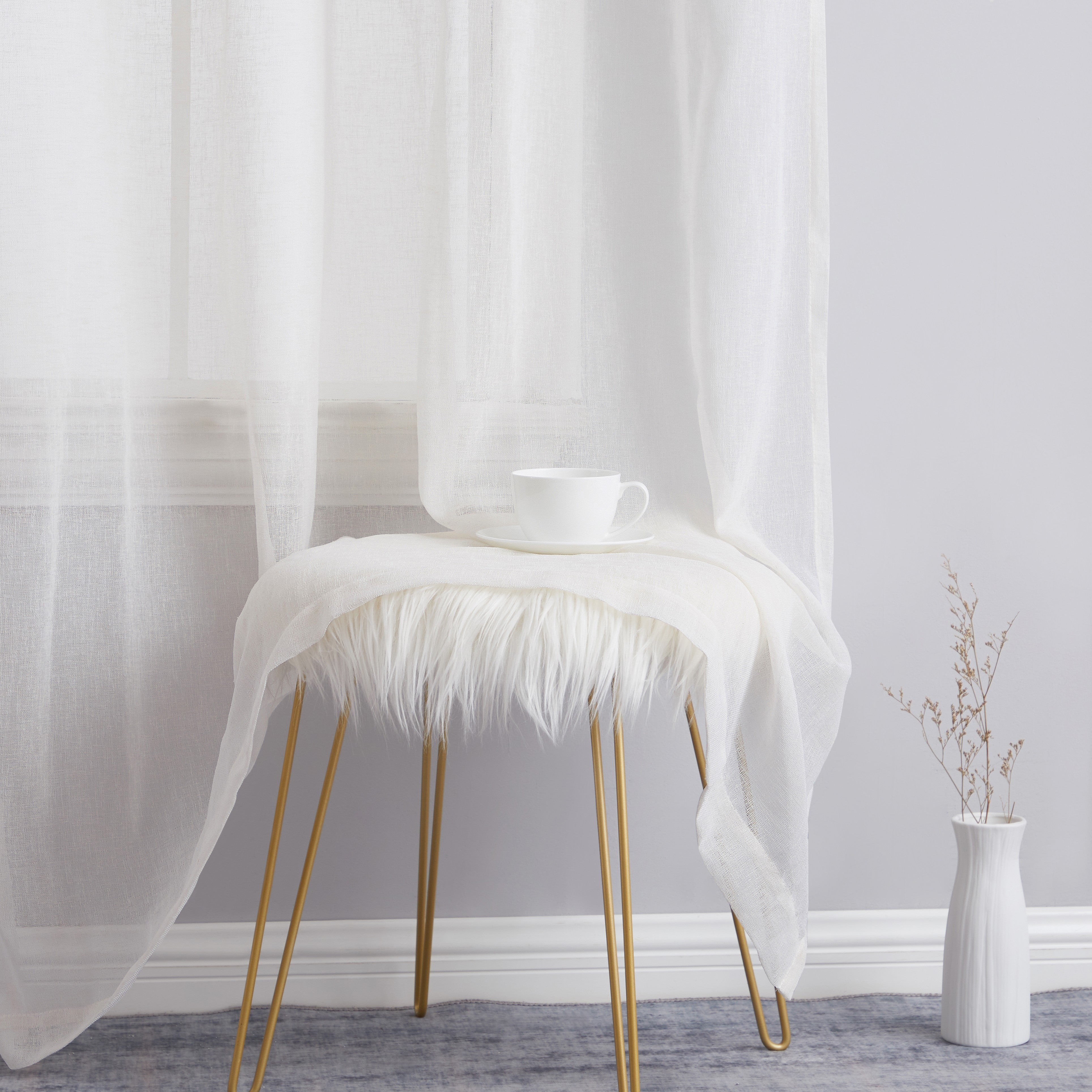 Penelope Faux Linen Sheer Curtain Panels