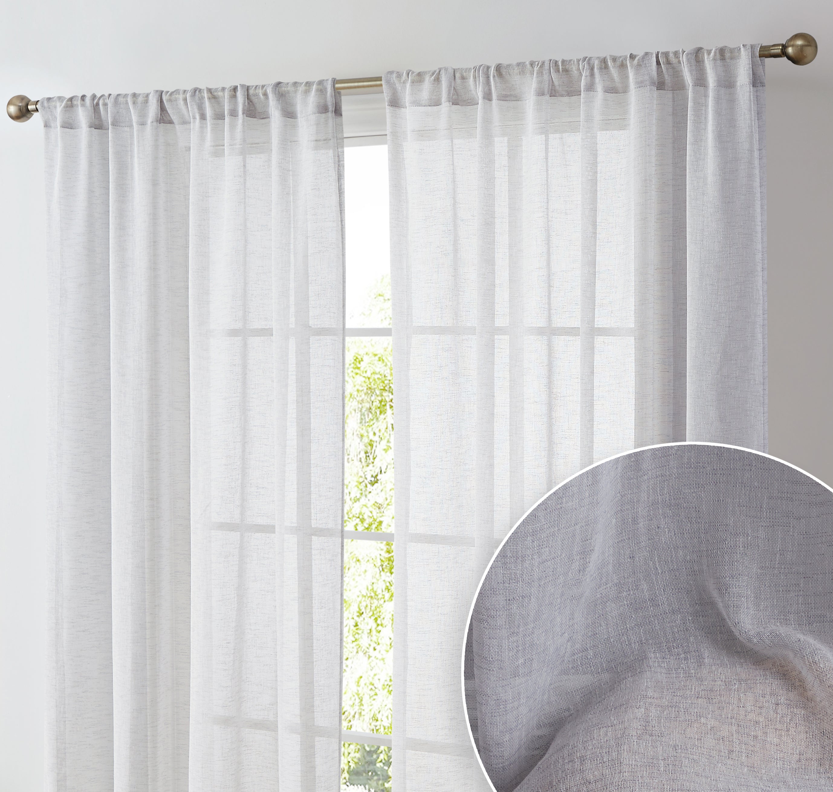 Penelope Faux Linen Sheer Curtain Panels