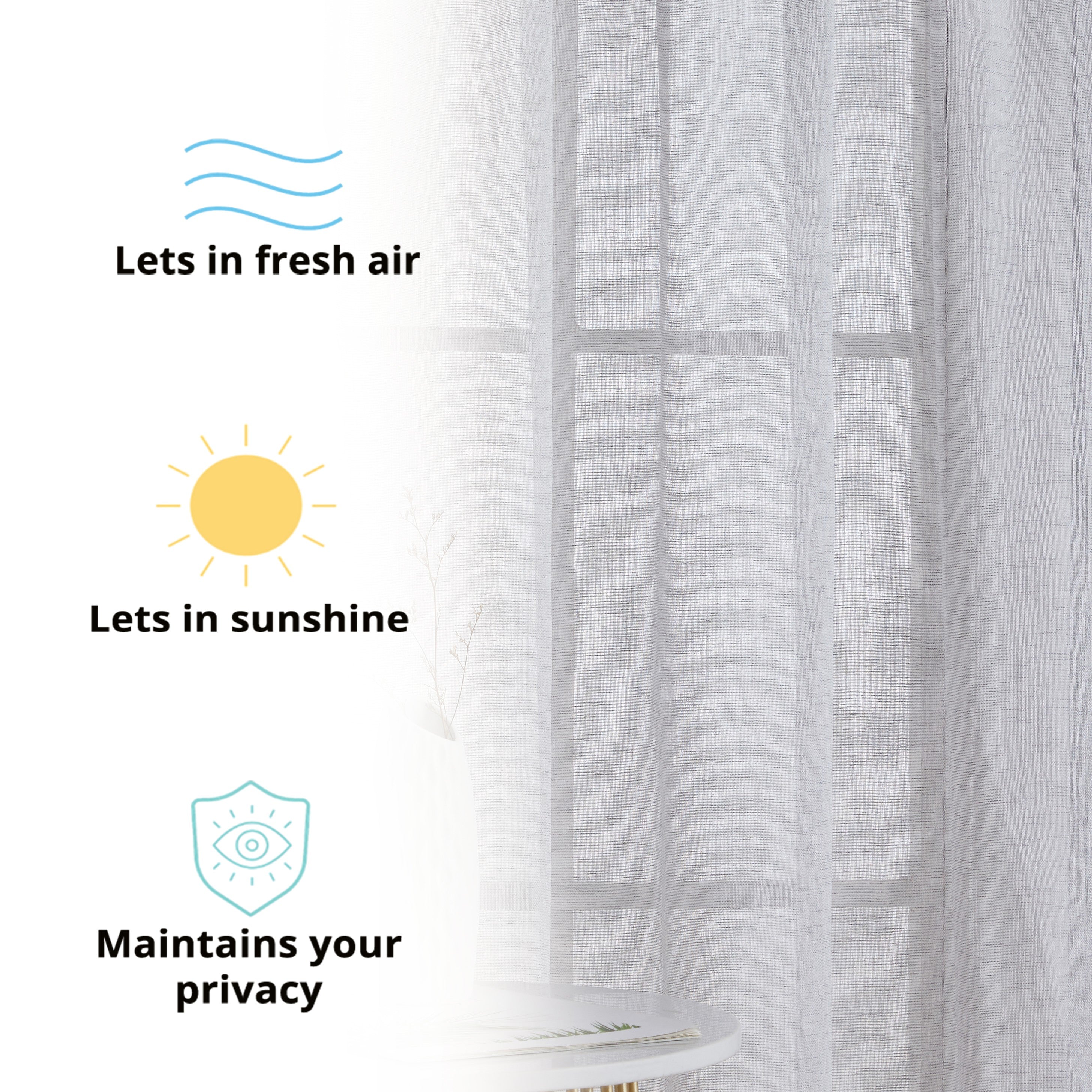 Penelope Faux Linen Sheer Curtain Panels