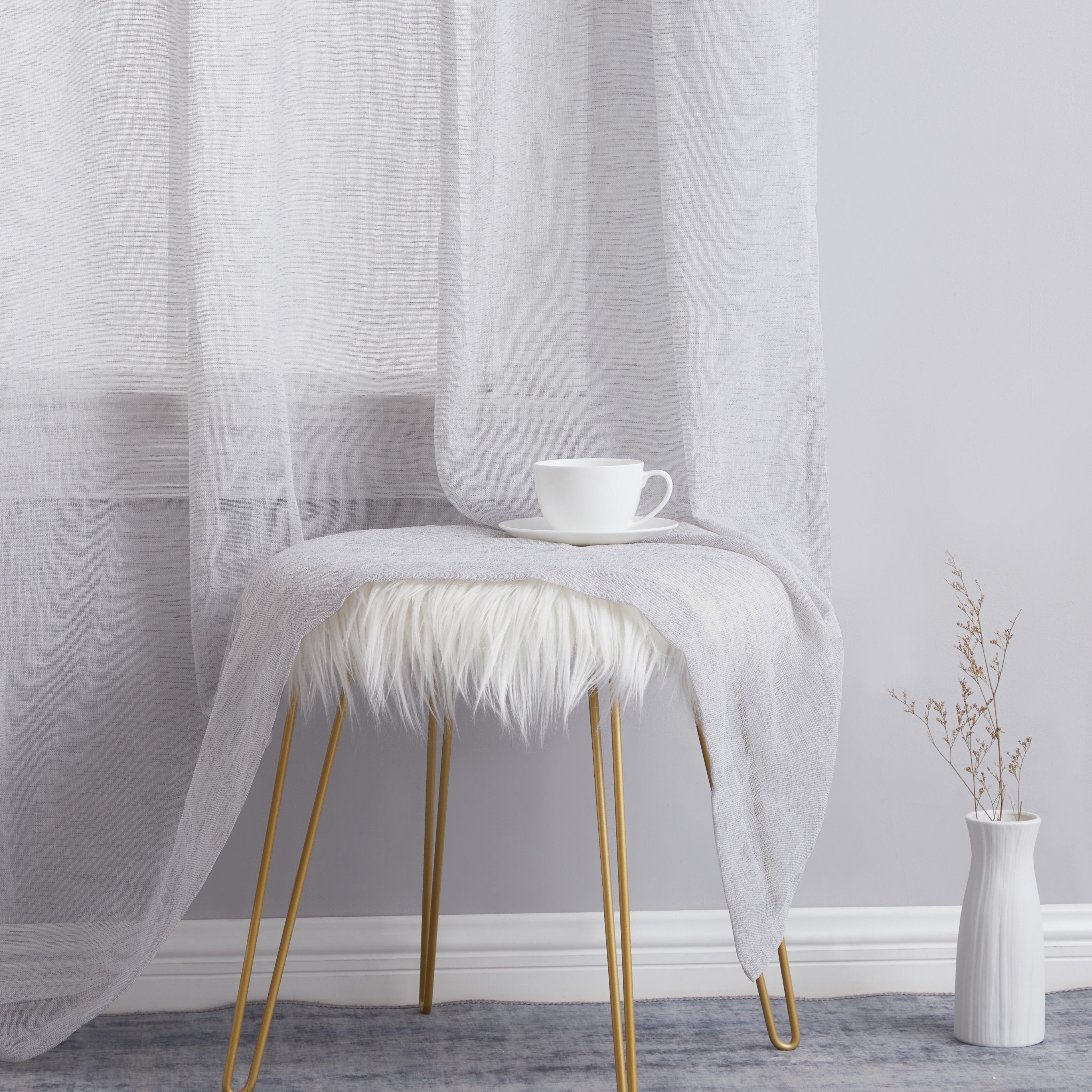 Penelope Faux Linen Sheer Curtain Panels