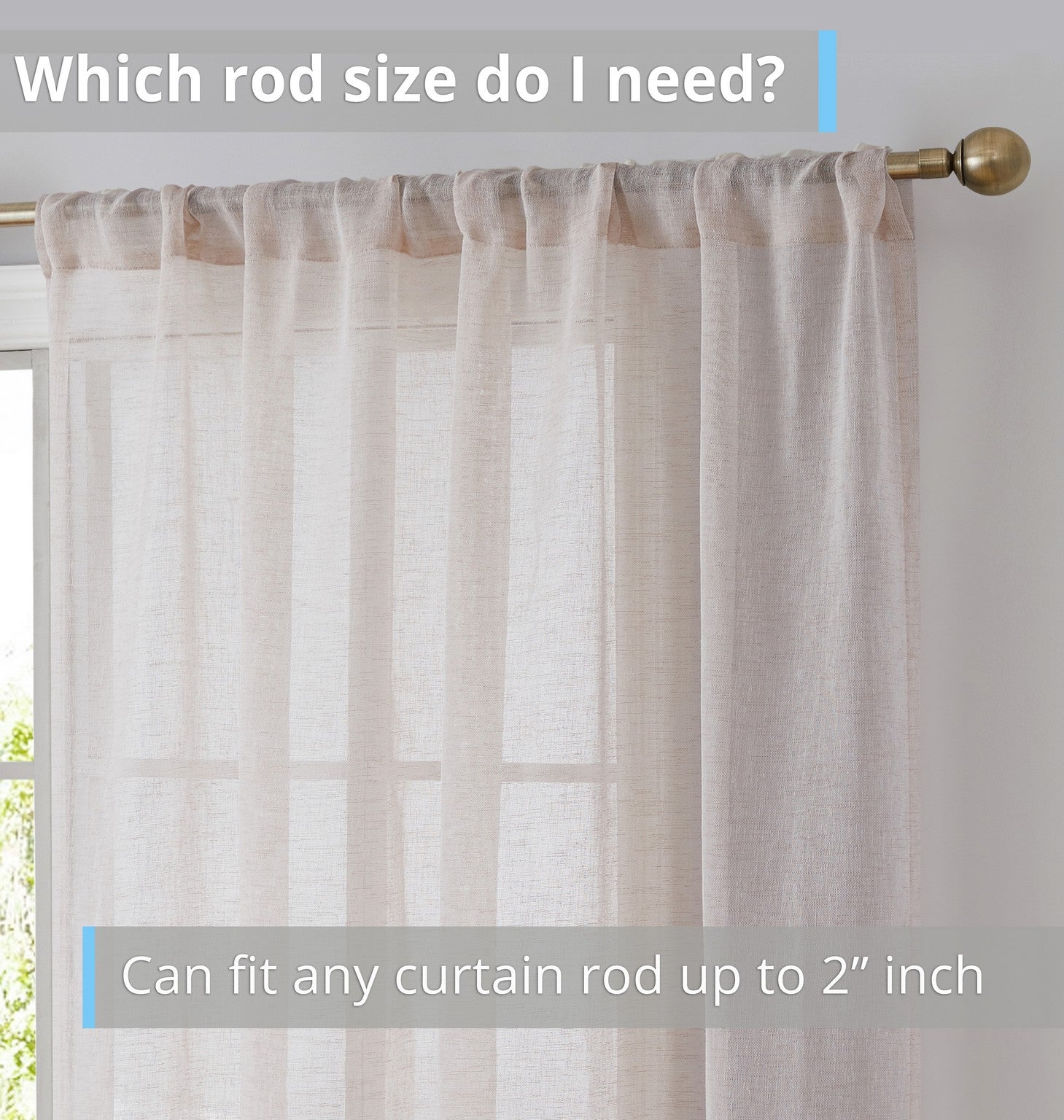 Penelope Faux Linen Sheer Curtain Panels