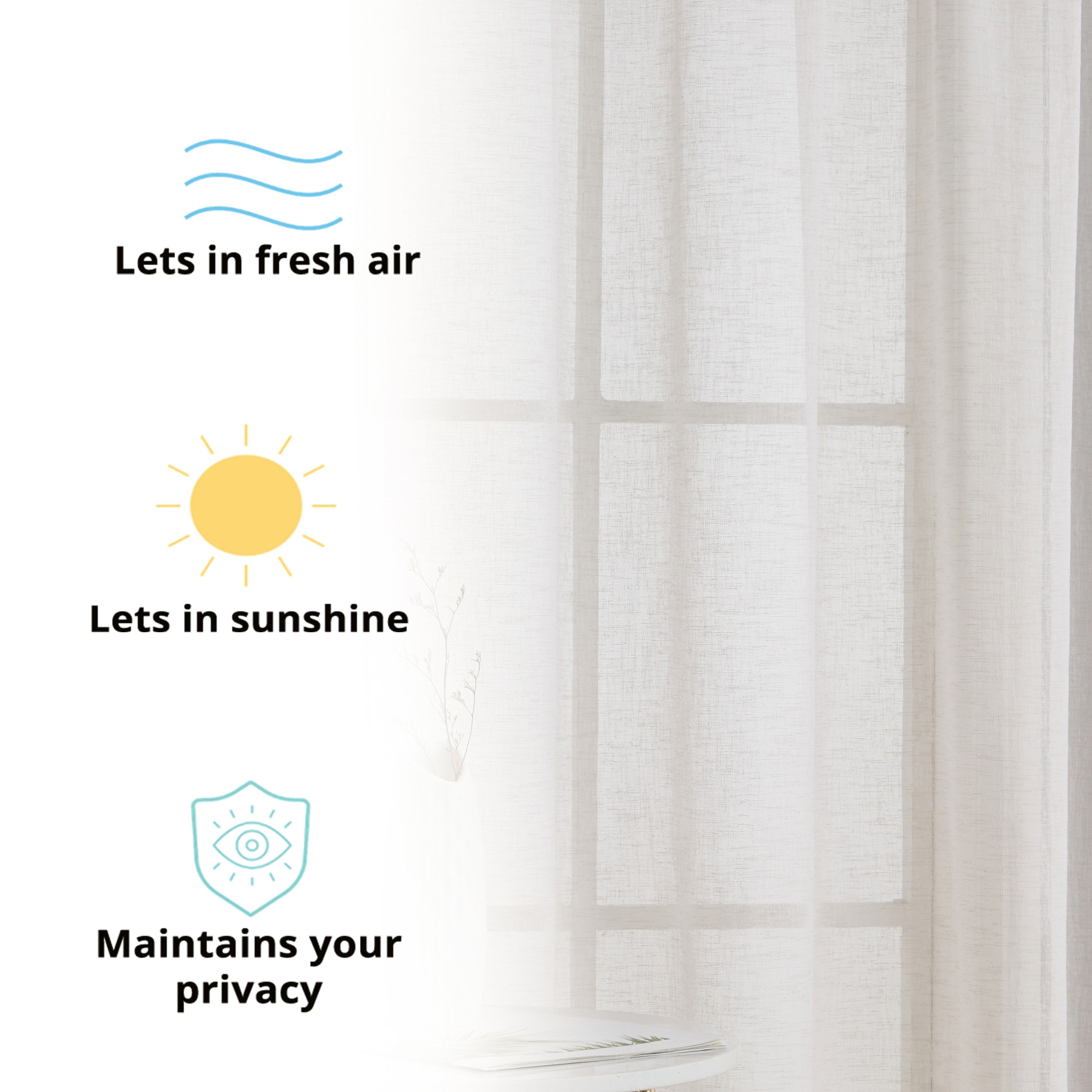 Penelope Faux Linen Sheer Curtain Panels