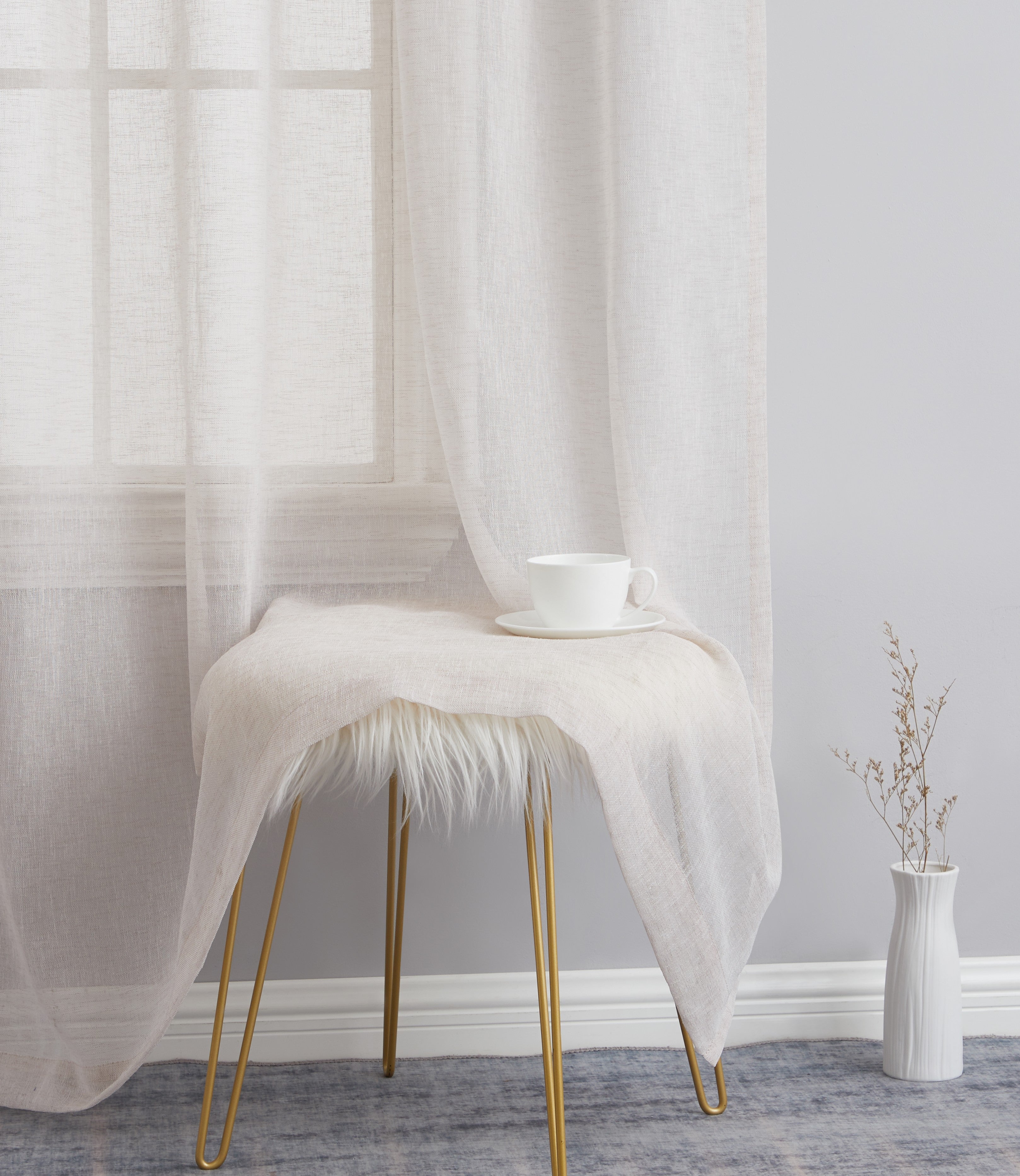 Penelope Faux Linen Sheer Curtain Panels