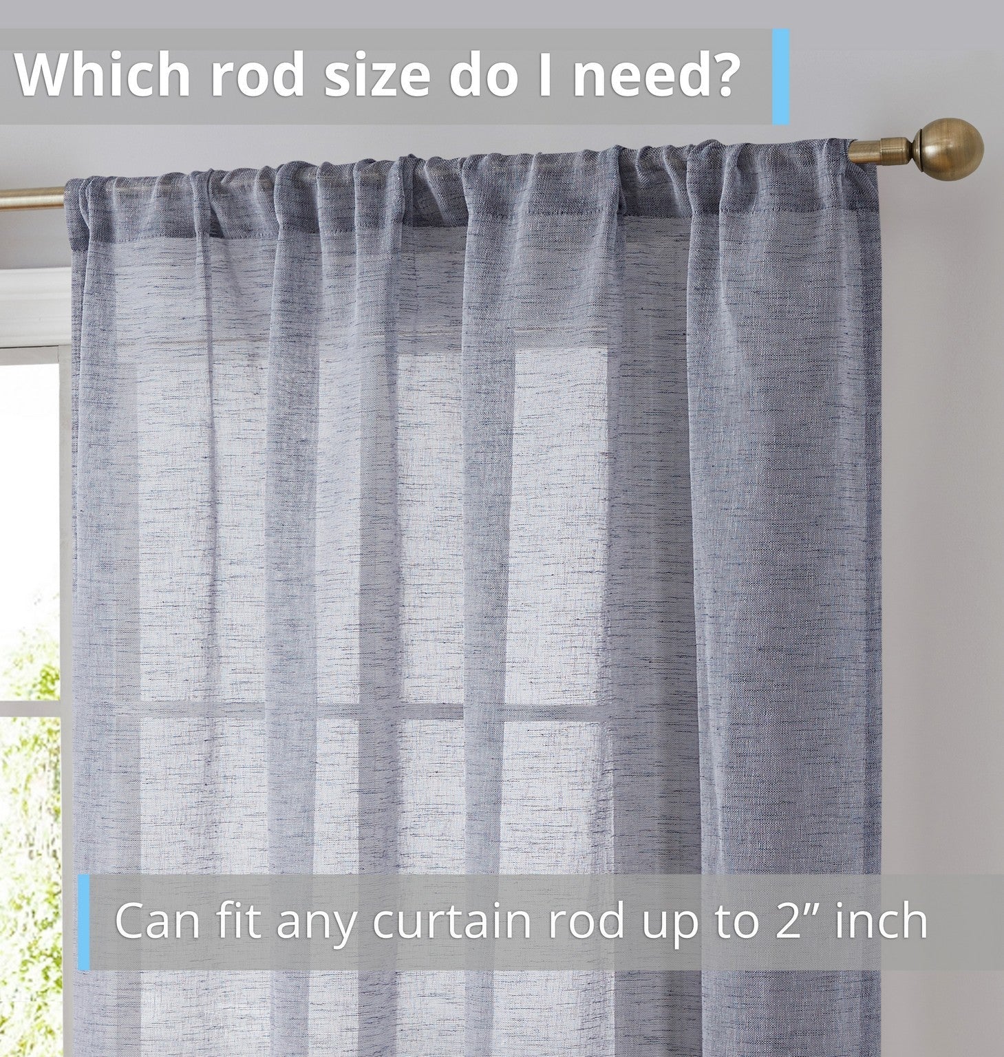 Penelope Faux Linen Sheer Curtain Panels