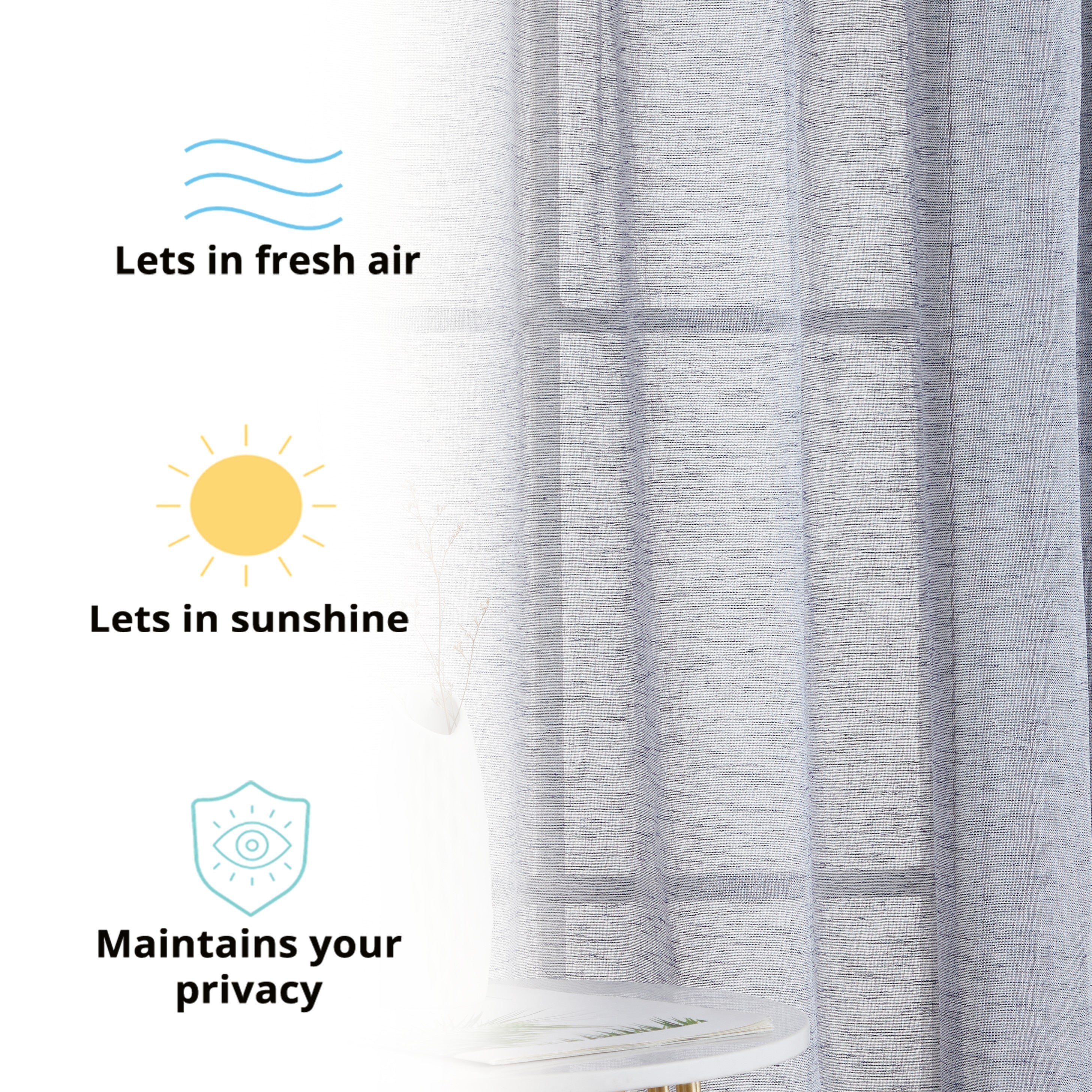 Penelope Faux Linen Sheer Curtain Panels