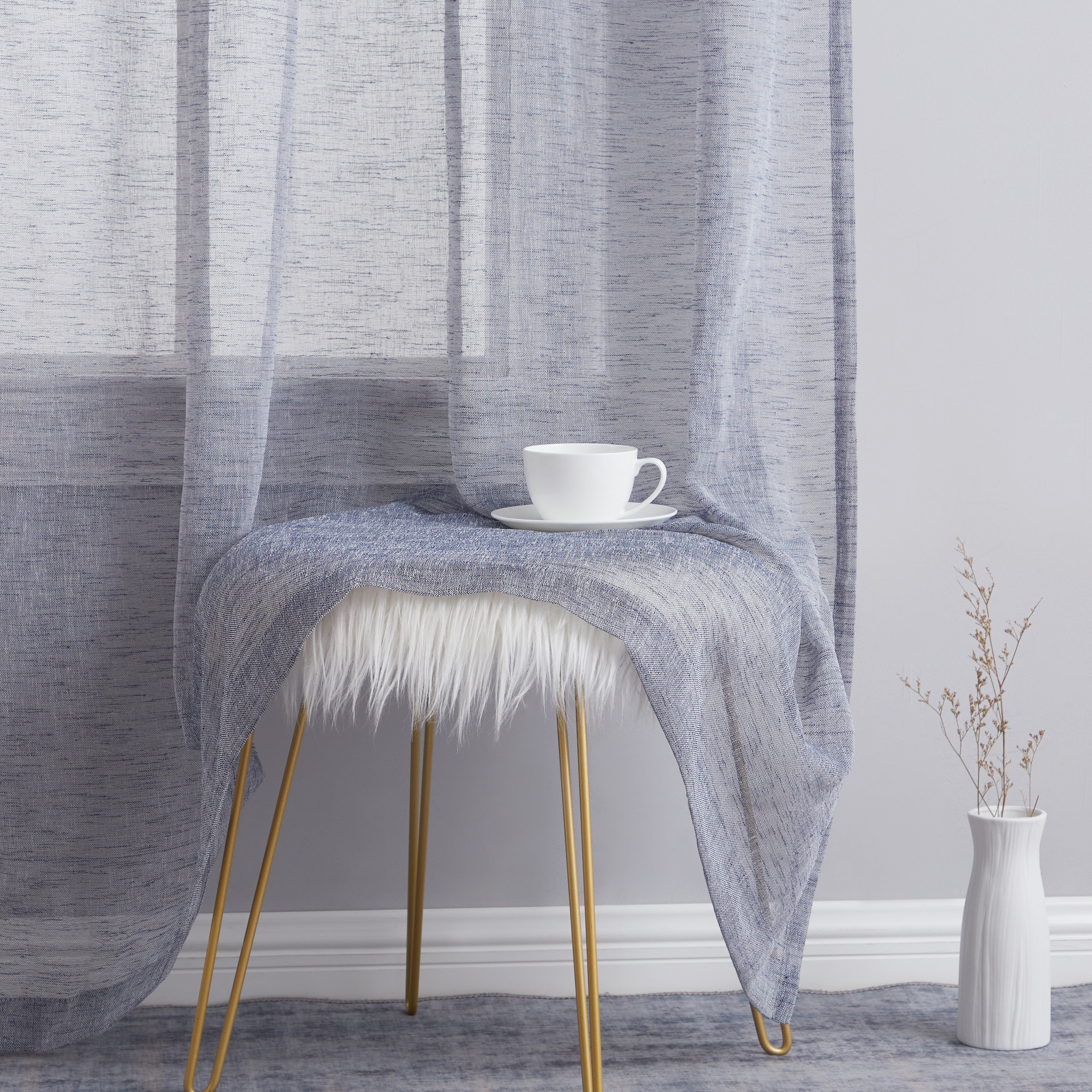 Penelope Faux Linen Sheer Curtain Panels