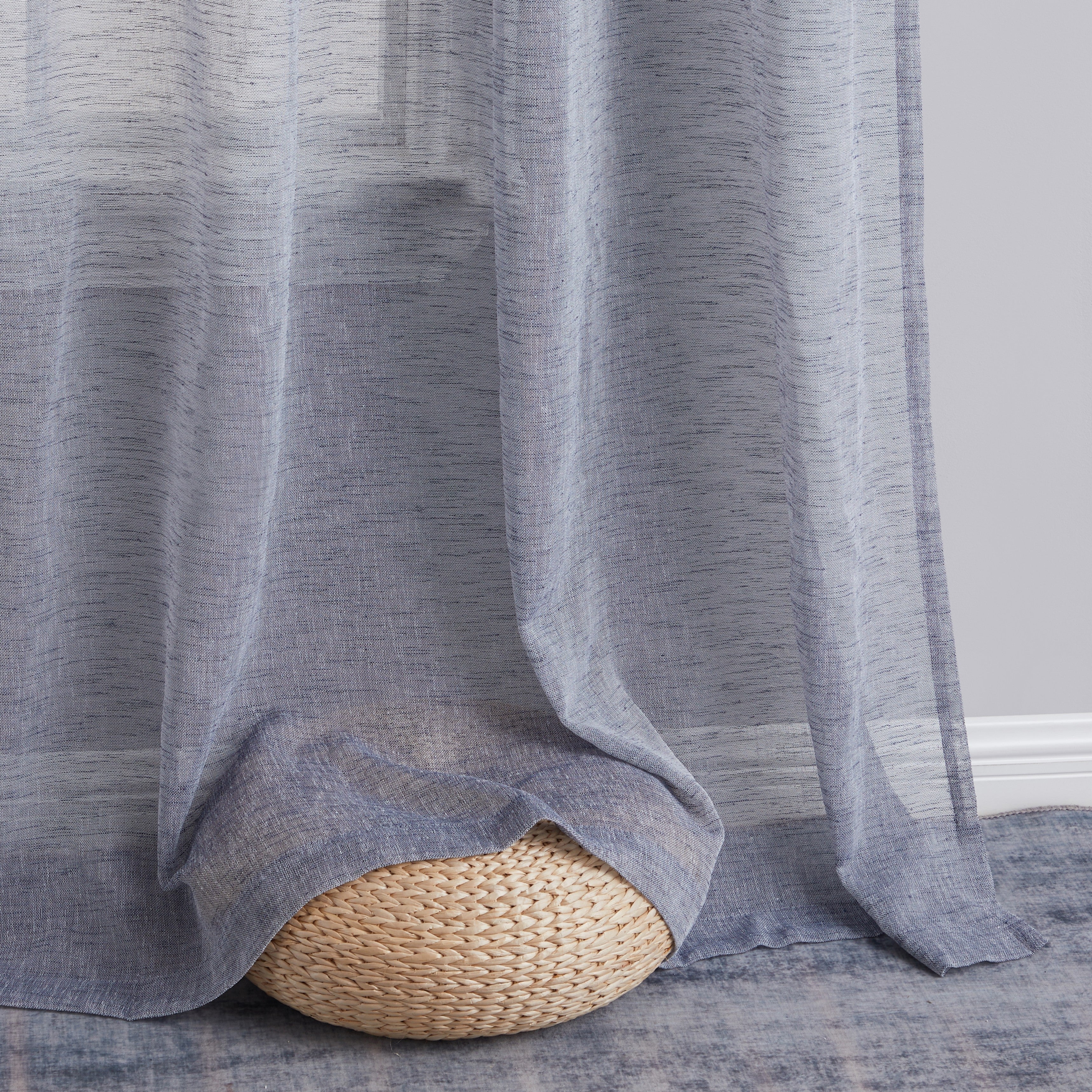 Penelope Faux Linen Sheer Curtain Panels