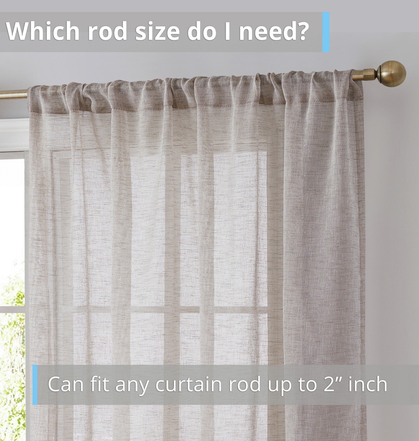 Penelope Faux Linen Sheer Curtain Panels