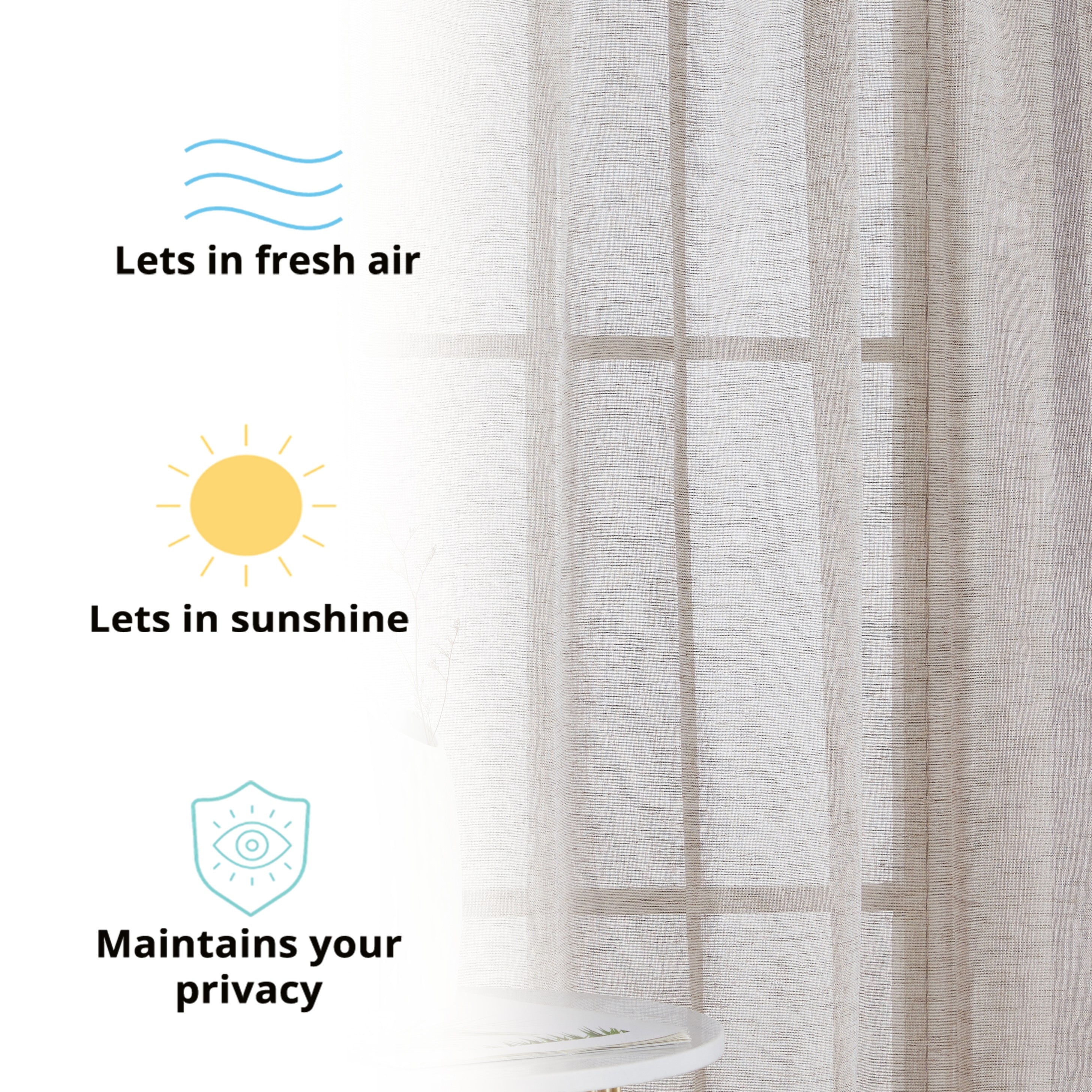 Penelope Faux Linen Sheer Curtain Panels