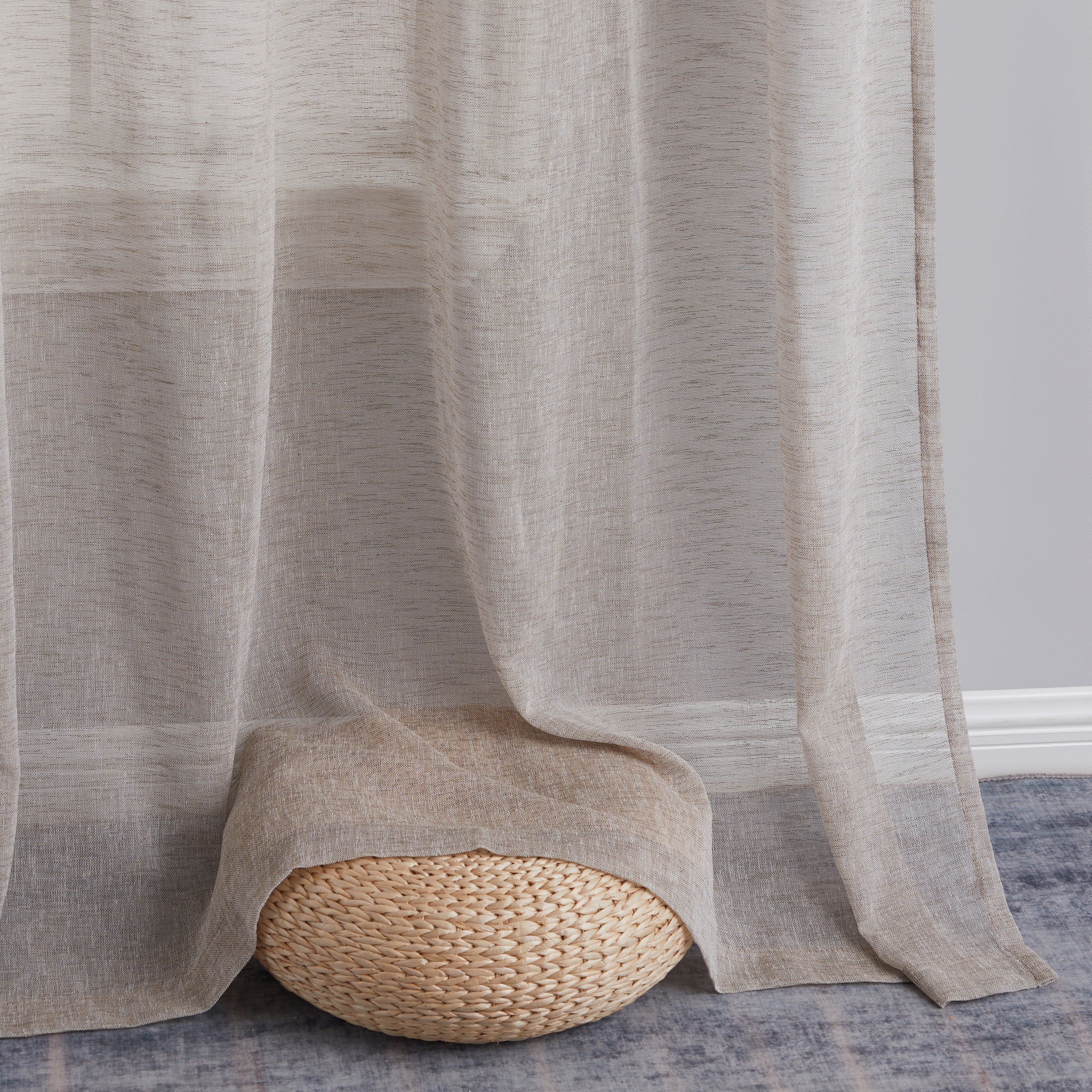Penelope Faux Linen Sheer Curtain Panels