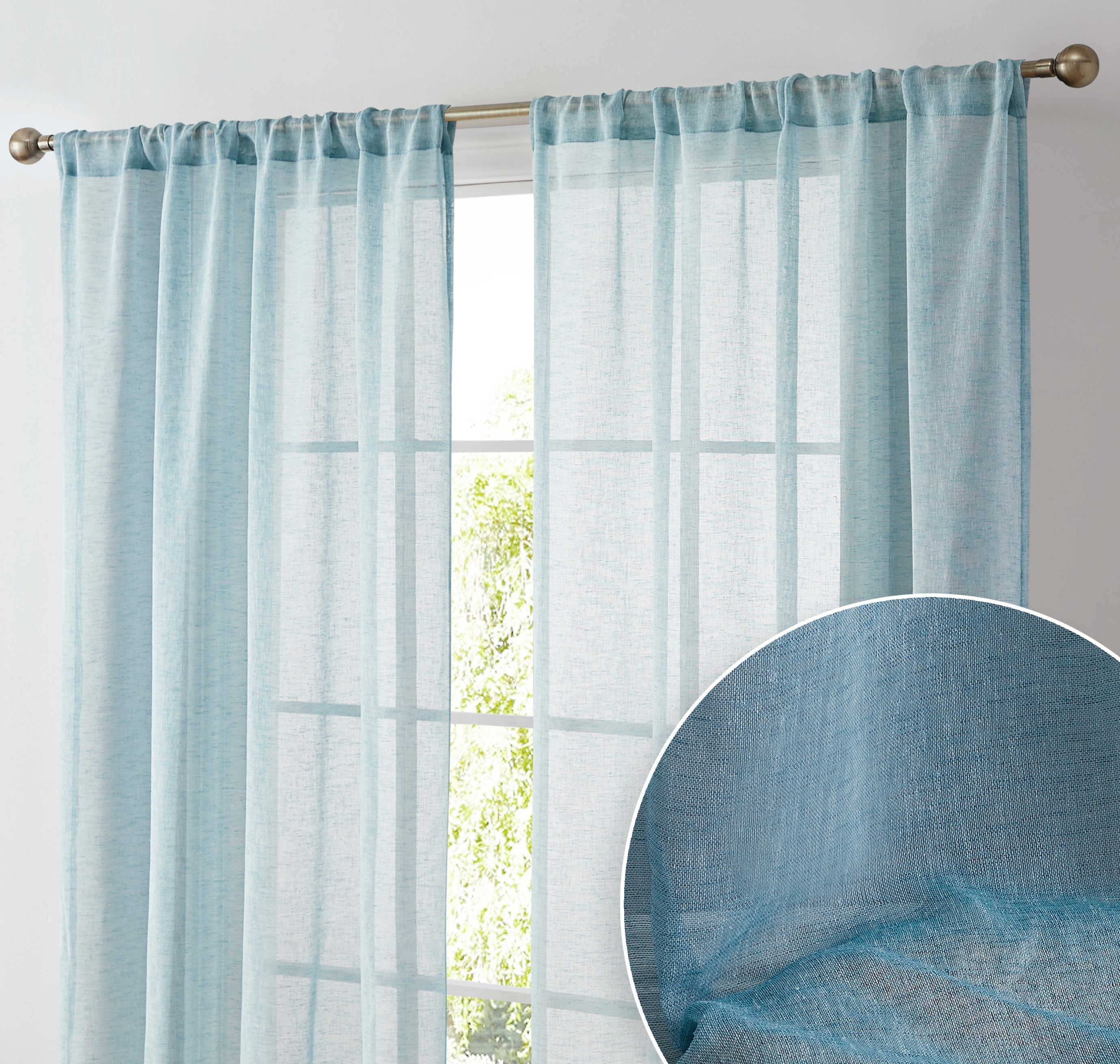 Penelope Faux Linen Sheer Curtain Panels
